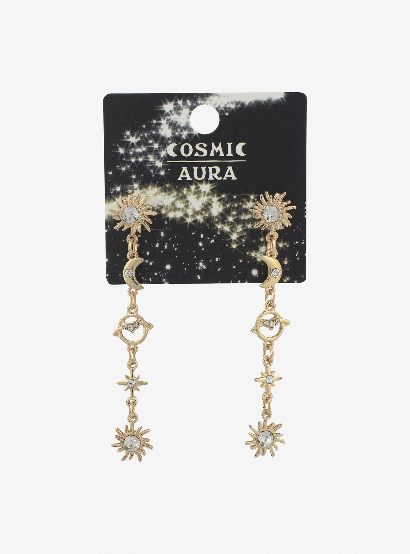 Sparkling Celestial Planet Drop Earrings, , hi-res