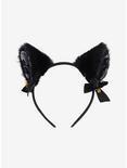 Black Lace Cat Ear Headband, , hi-res