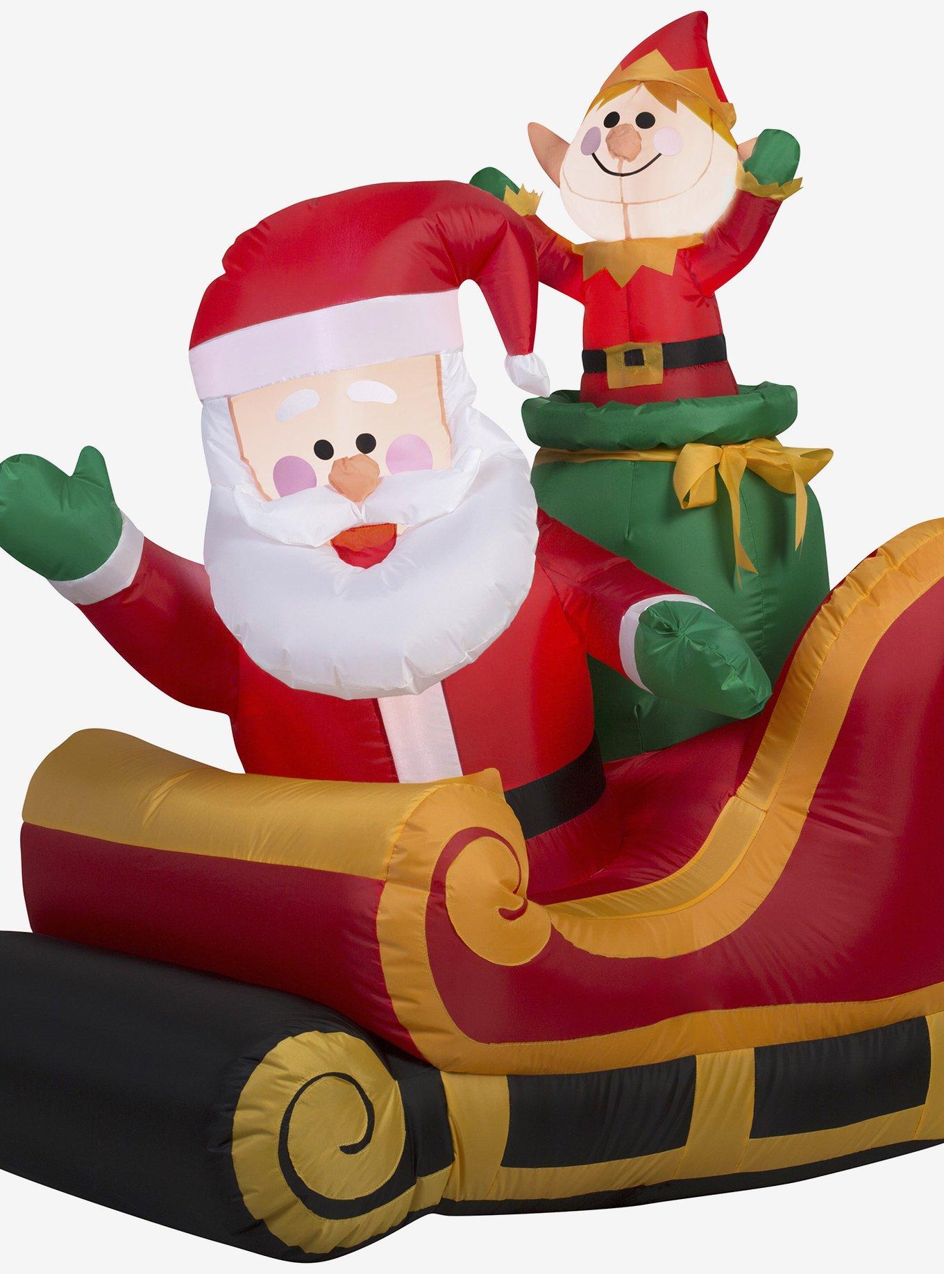 Airblown Inflatable Santa And Elf In Sleigh, , hi-res