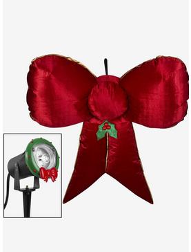 Airblown Mixed Media Hanging Velvet Bow Red, Gold, With External Spotlight, , hi-res