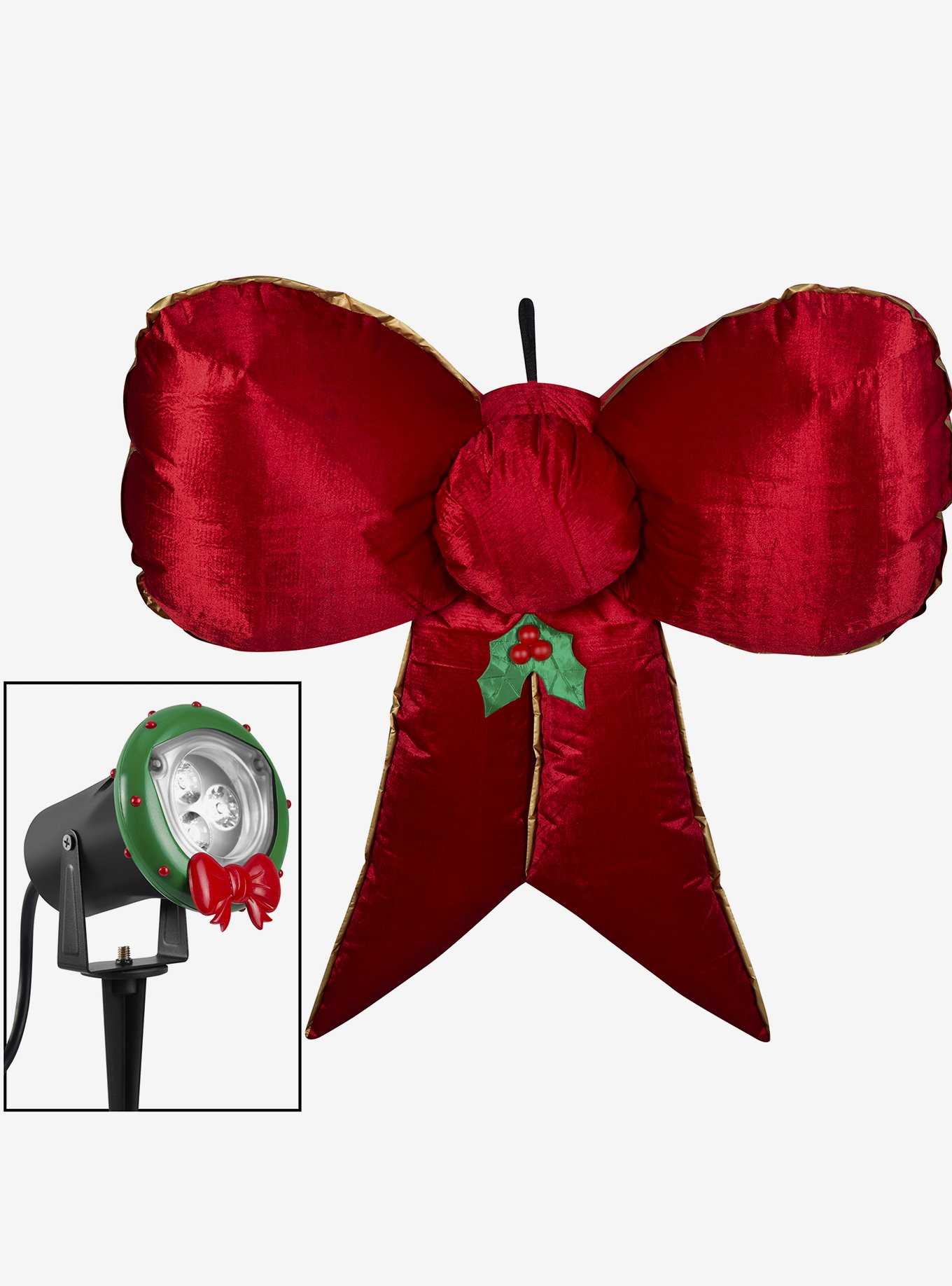 Airblown Mixed Media Hanging Velvet Bow Red, Gold, With External Spotlight, , hi-res