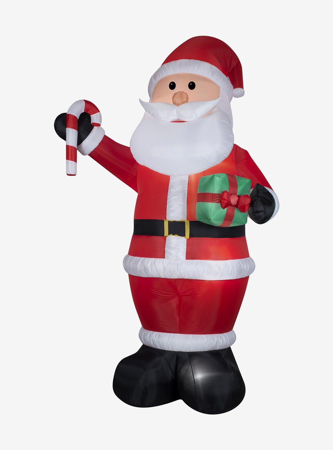 Airblown Santa With Gift And Candy Cane Giant, , hi-res