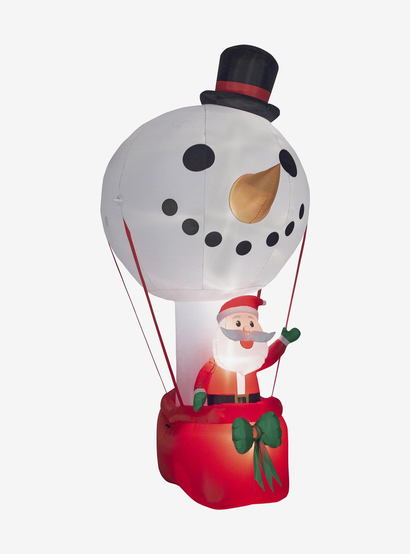 Snowman Hot Air Balloon With Santa Giant Airblown, , hi-res