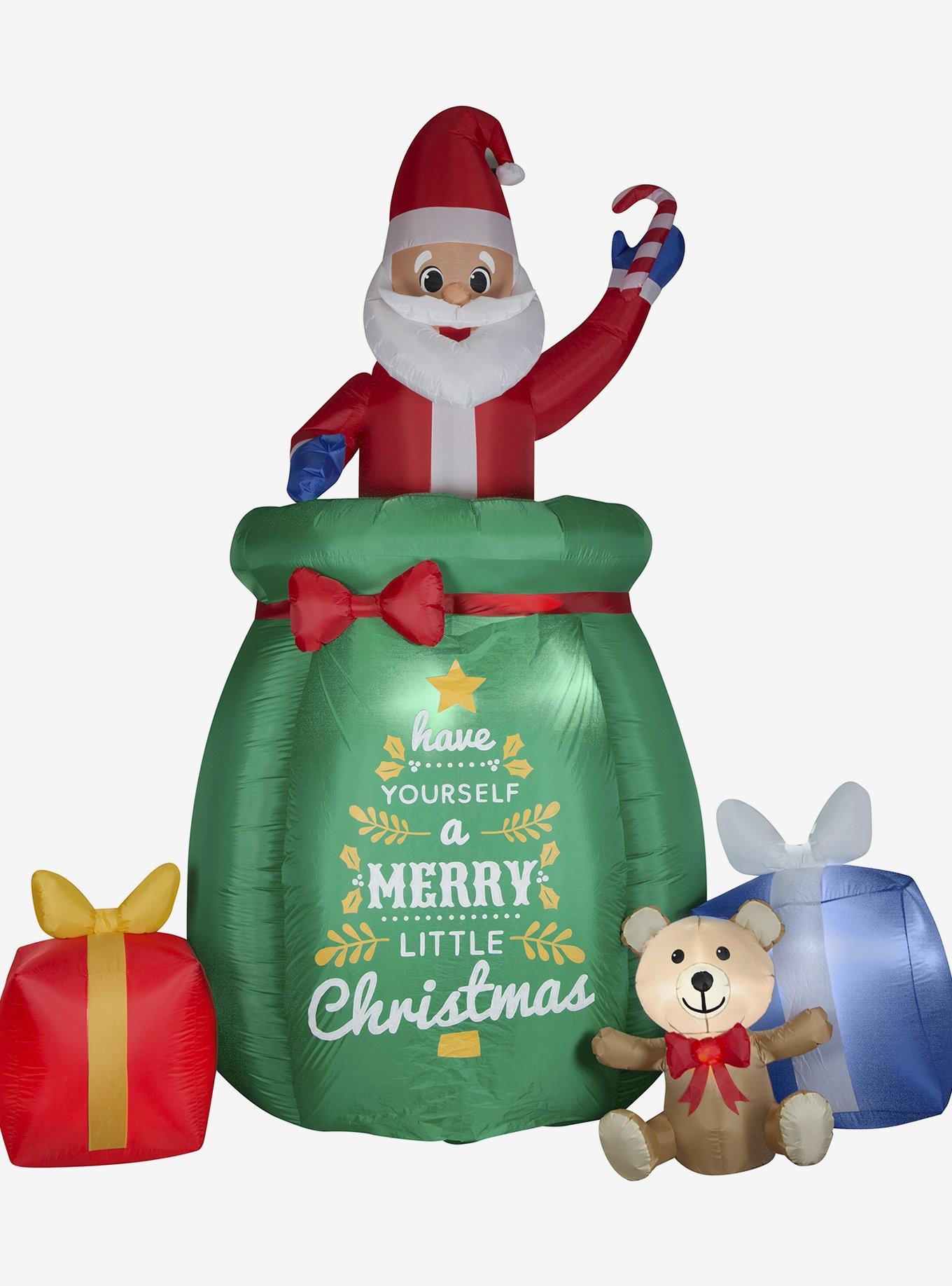 Giant Animated Airblown Inflatable Santa In A Gift Bag, , hi-res