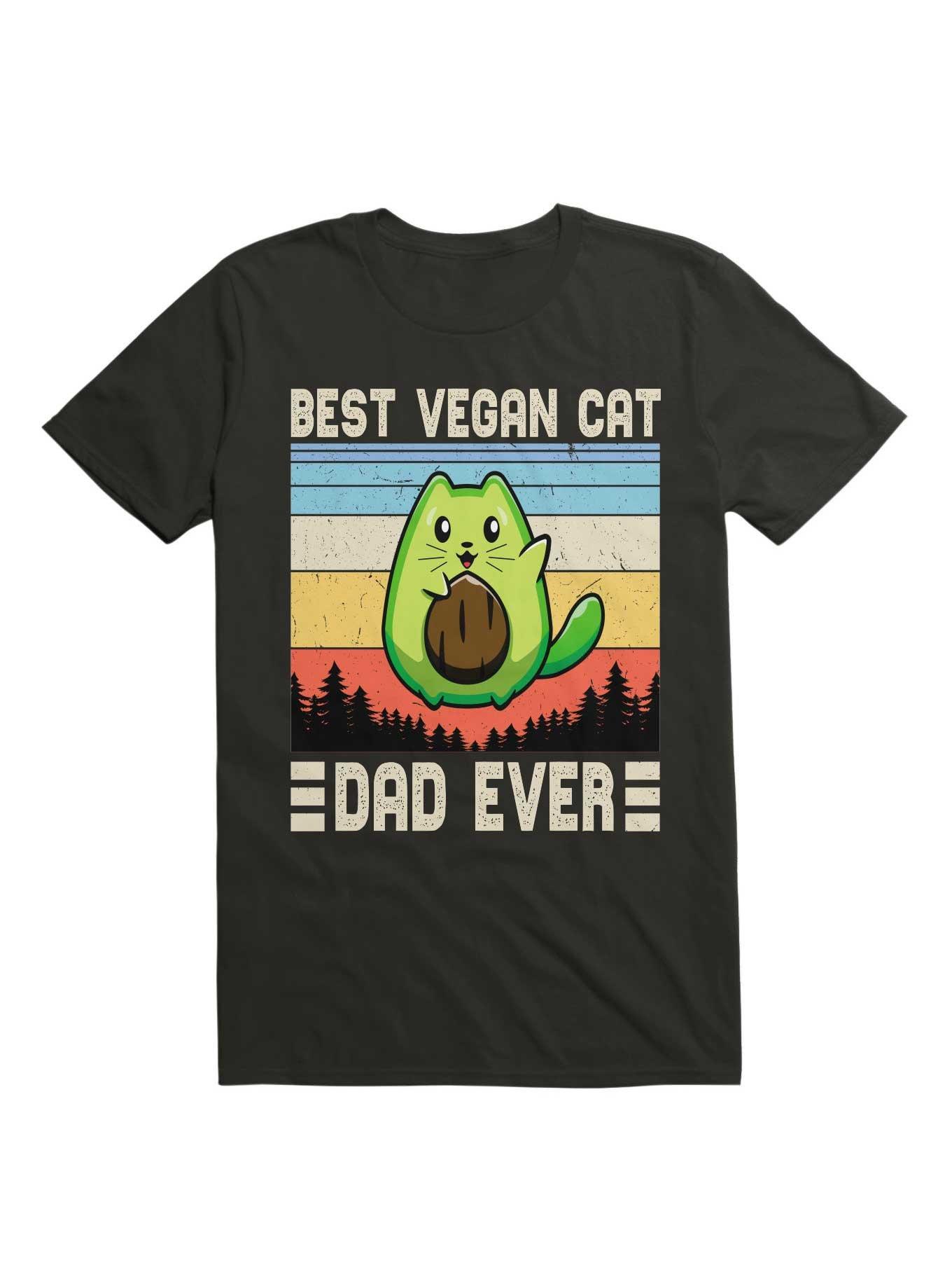 Kawaii Best Vegan Cat Dad Ever T-Shirt, , hi-res