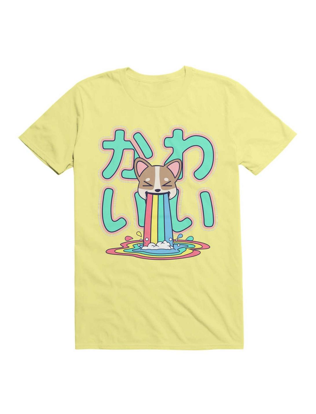 Kawaii Corgi Rainbow Puke T-Shirt, , hi-res