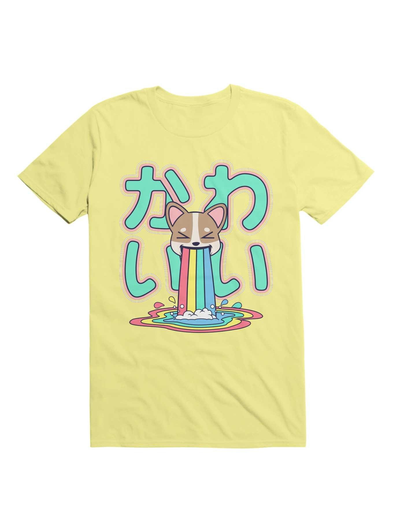 Kawaii Corgi Rainbow Puke T-Shirt, , hi-res