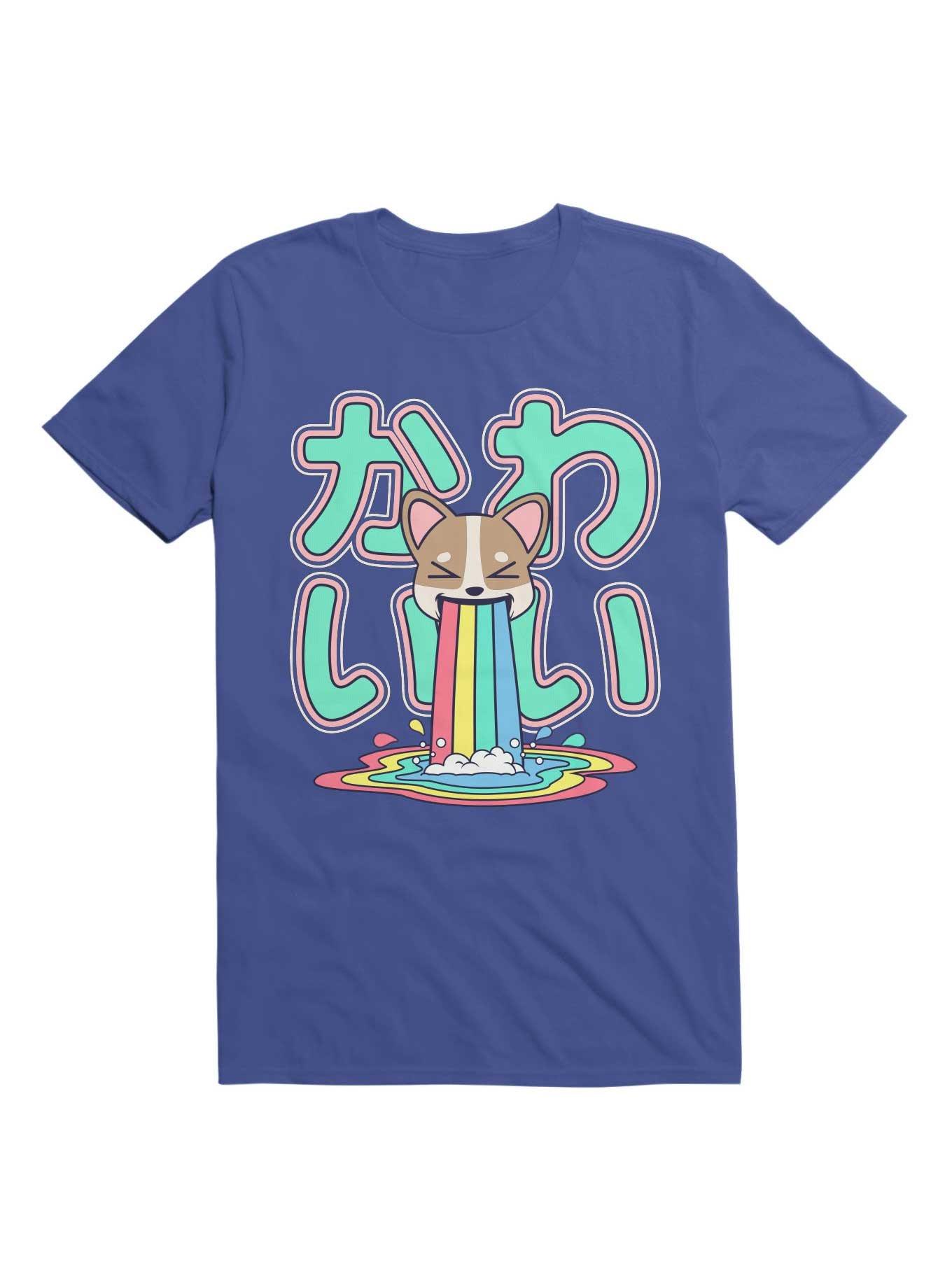 Kawaii Corgi Rainbow Puke T-Shirt, ROYAL, hi-res