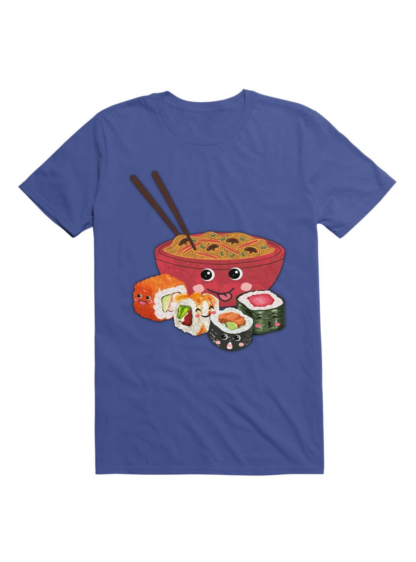 Kawaii Happy Noodles & Sushi T-Shirt, , hi-res