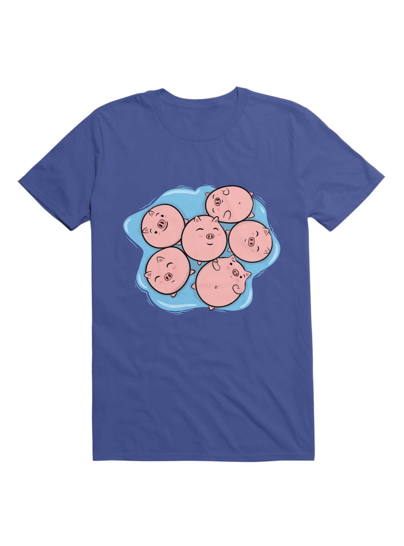Kawaii Piggy Puddle T-Shirt, ROYAL, hi-res