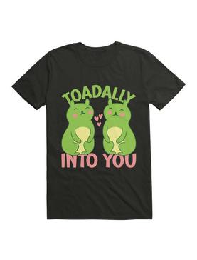 Kawaii Toadally Into You Funny Frog Valentine's Day Pun T-Shirt, , hi-res