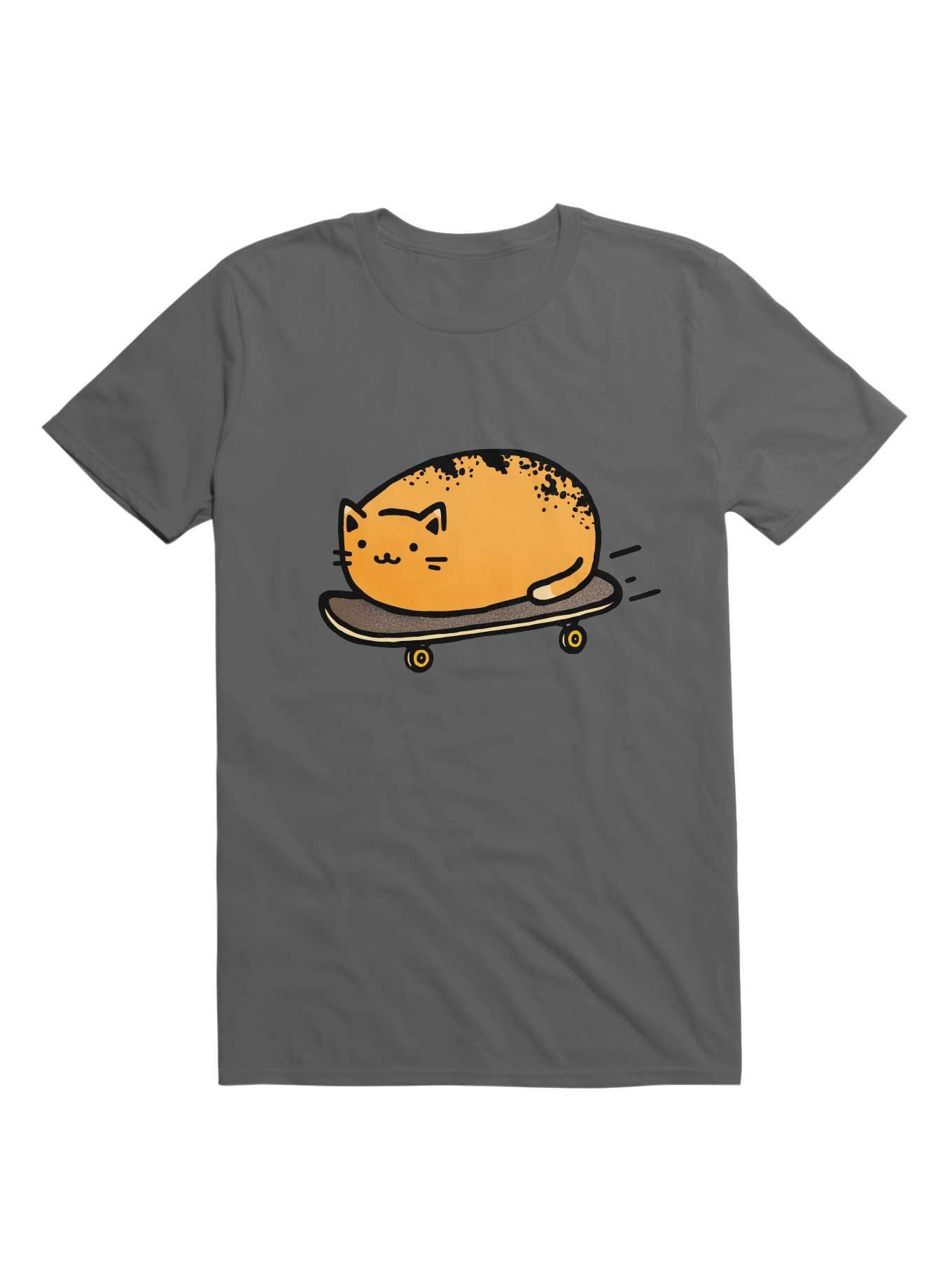 Kawaii Skateboarding Kitty Loaf T-Shirt, CHARCOAL, hi-res