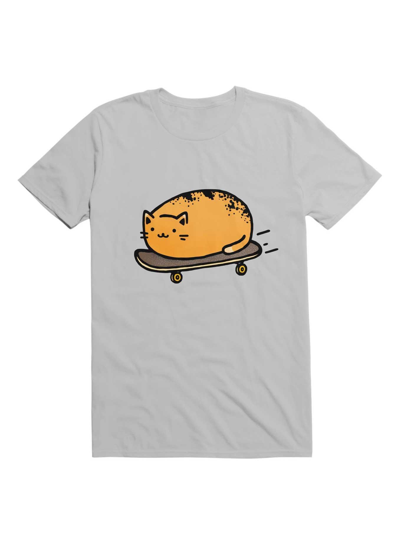 Kawaii Skateboarding Kitty Loaf T-Shirt, ICE GREY, hi-res