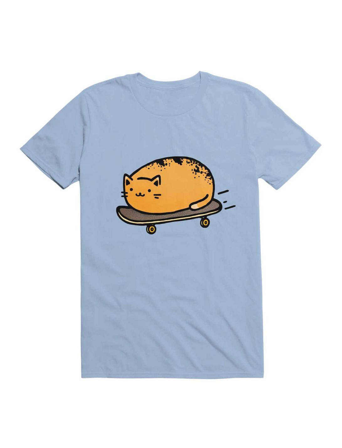 Kawaii Skateboarding Kitty Loaf T-Shirt, LIGHT BLUE, hi-res