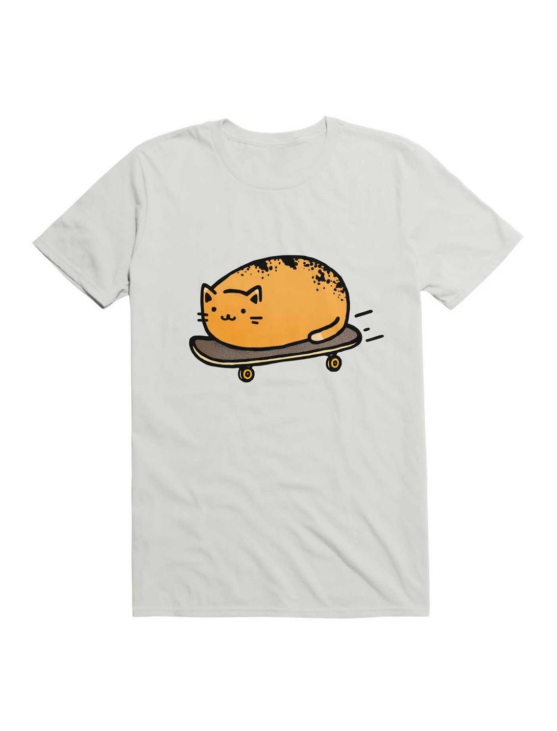 Kawaii Skateboarding Kitty Loaf T-Shirt, WHITE, hi-res