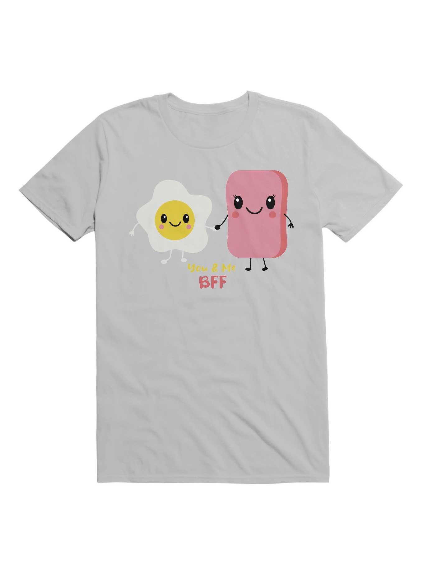 Kawaii Egg and Ham Best Friends Forever T-Shirt, ICE GREY, hi-res