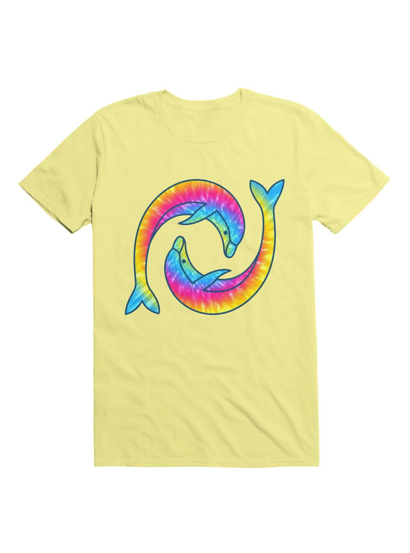 Kawaii Tie Dye Dolphins T-Shirt, CORN SILK, hi-res
