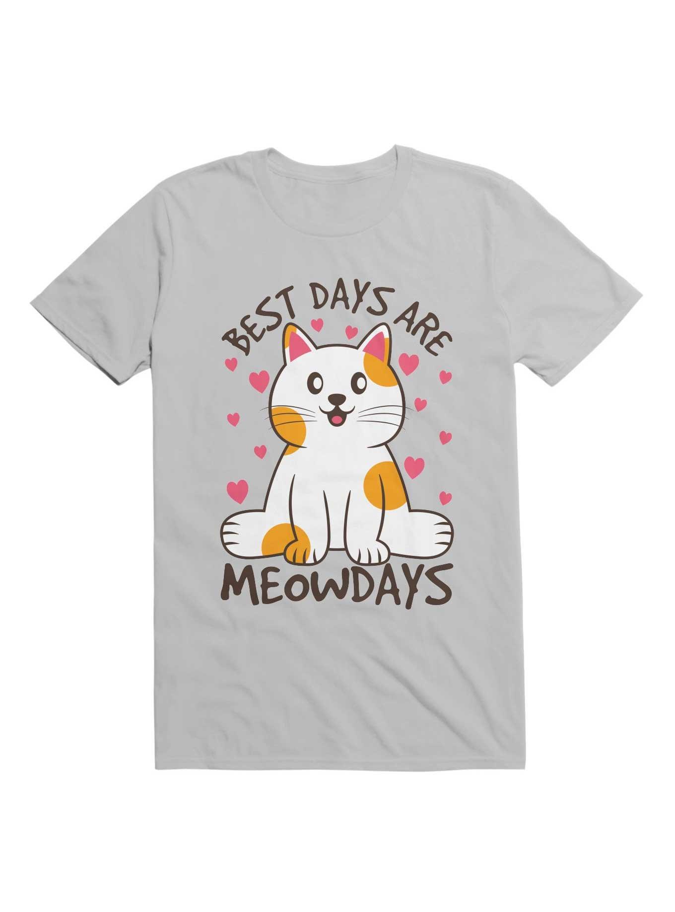 Kawaii Best Days Are Meowdays Cat Lover T-Shirt, ICE GREY, hi-res