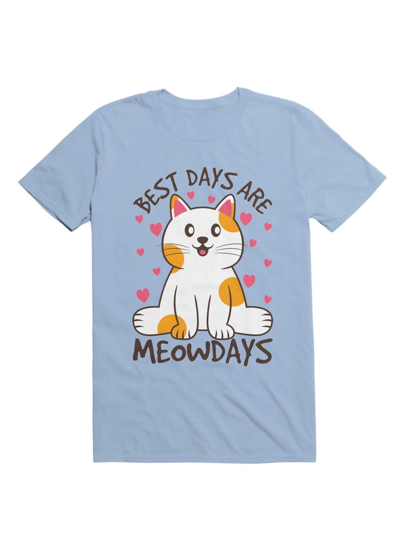 Kawaii Best Days Are Meowdays Cat Lover T-Shirt, LIGHT BLUE, hi-res