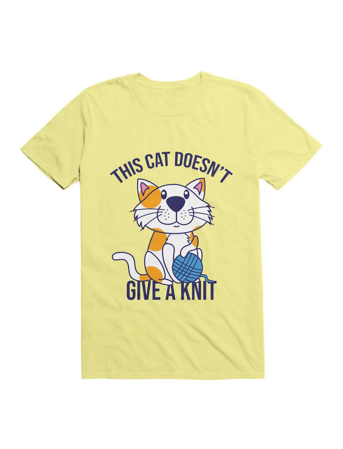 Kawaii This Cat Doesn't Give A Knit T-Shirt, CORN SILK, hi-res