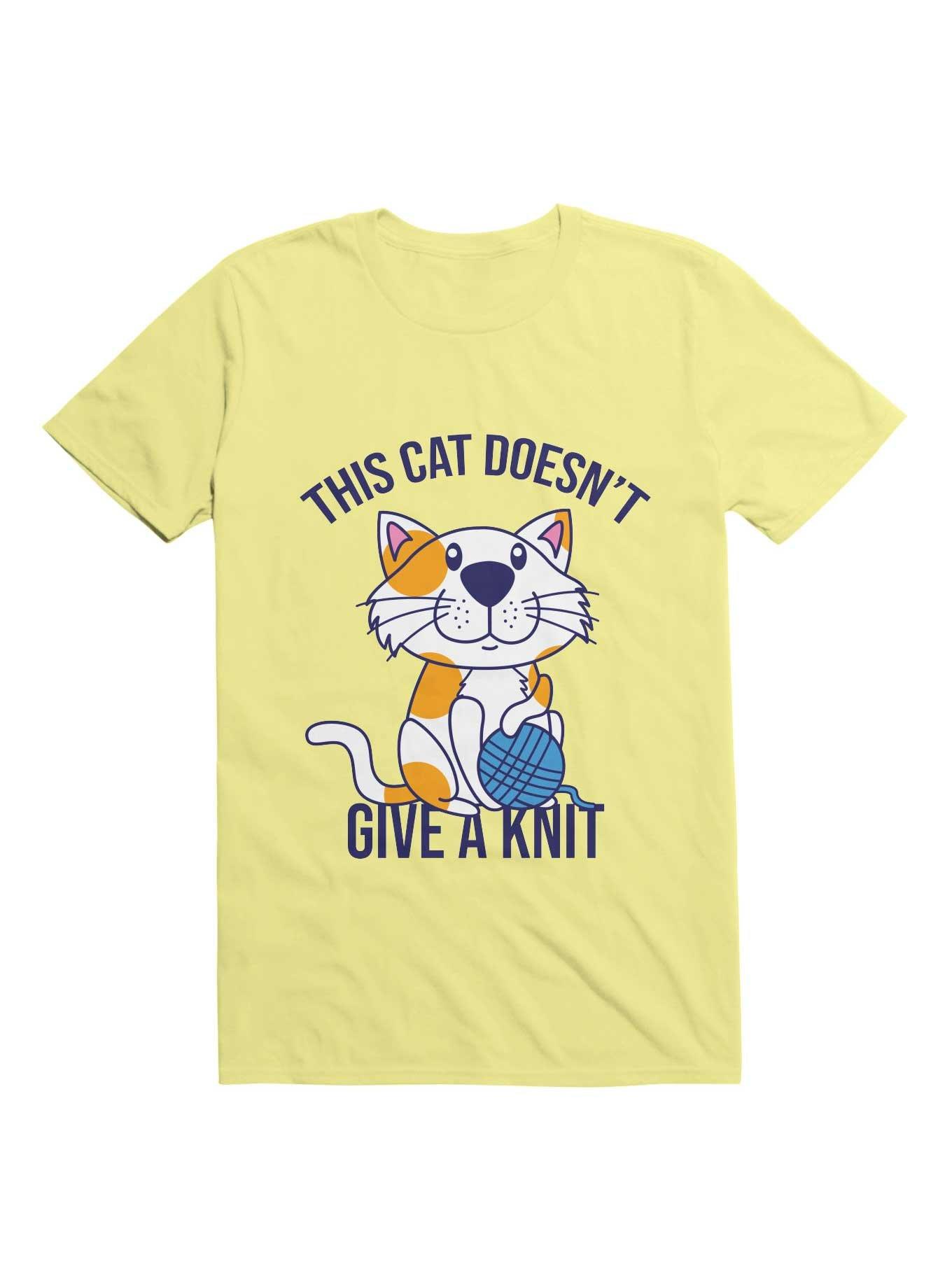Kawaii This Cat Doesn't Give A Knit T-Shirt, CORN SILK, hi-res