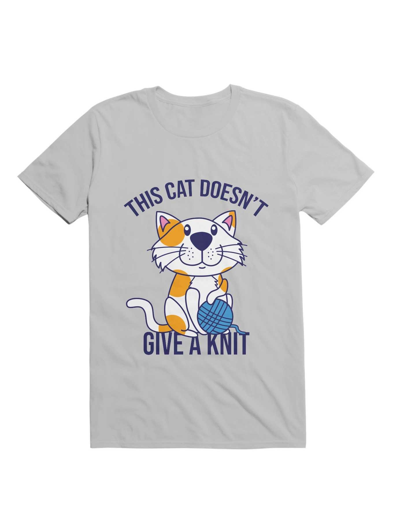 Kawaii This Cat Doesn't Give A Knit T-Shirt, ICE GREY, hi-res