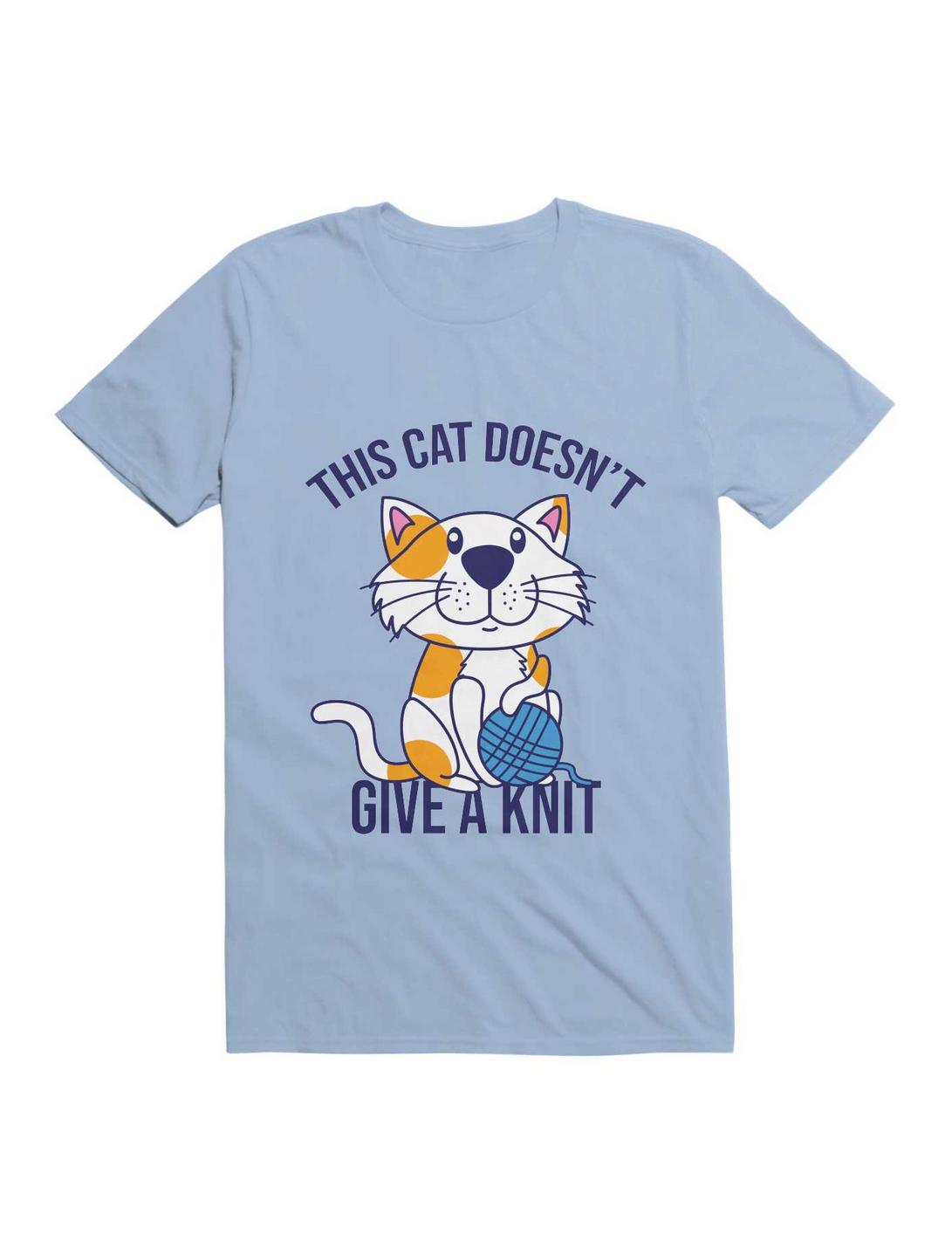 Kawaii This Cat Doesn't Give A Knit T-Shirt, LIGHT BLUE, hi-res