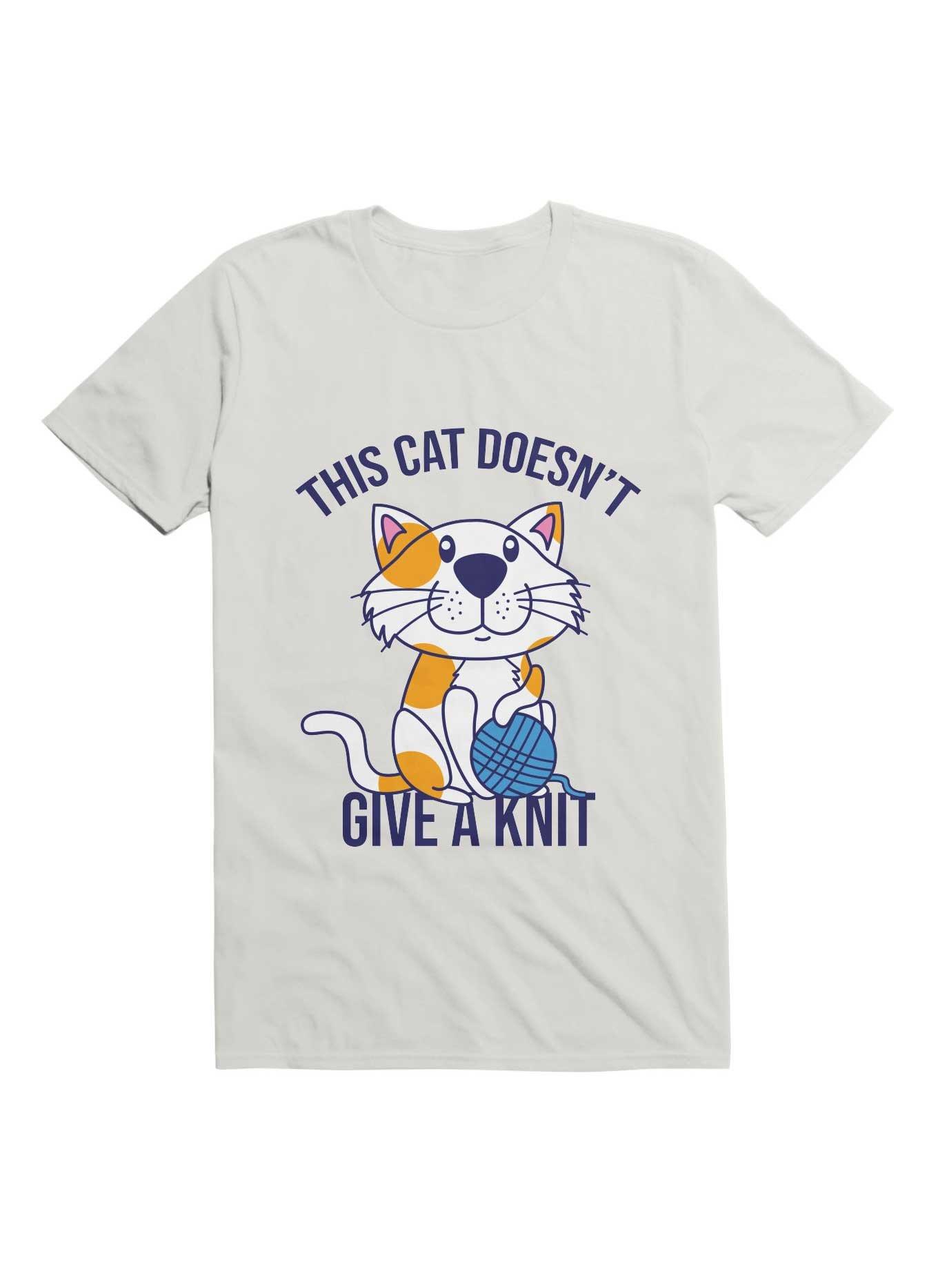 Kawaii This Cat Doesn't Give A Knit T-Shirt, WHITE, hi-res