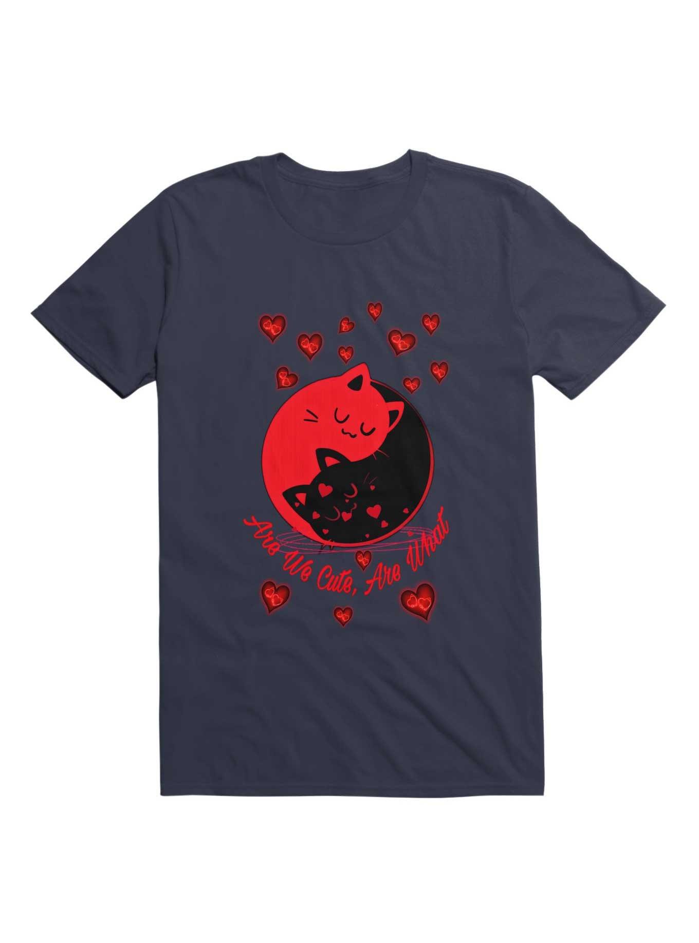 Kawaii Yin Yang Cute Cats T-Shirt, NAVY, hi-res