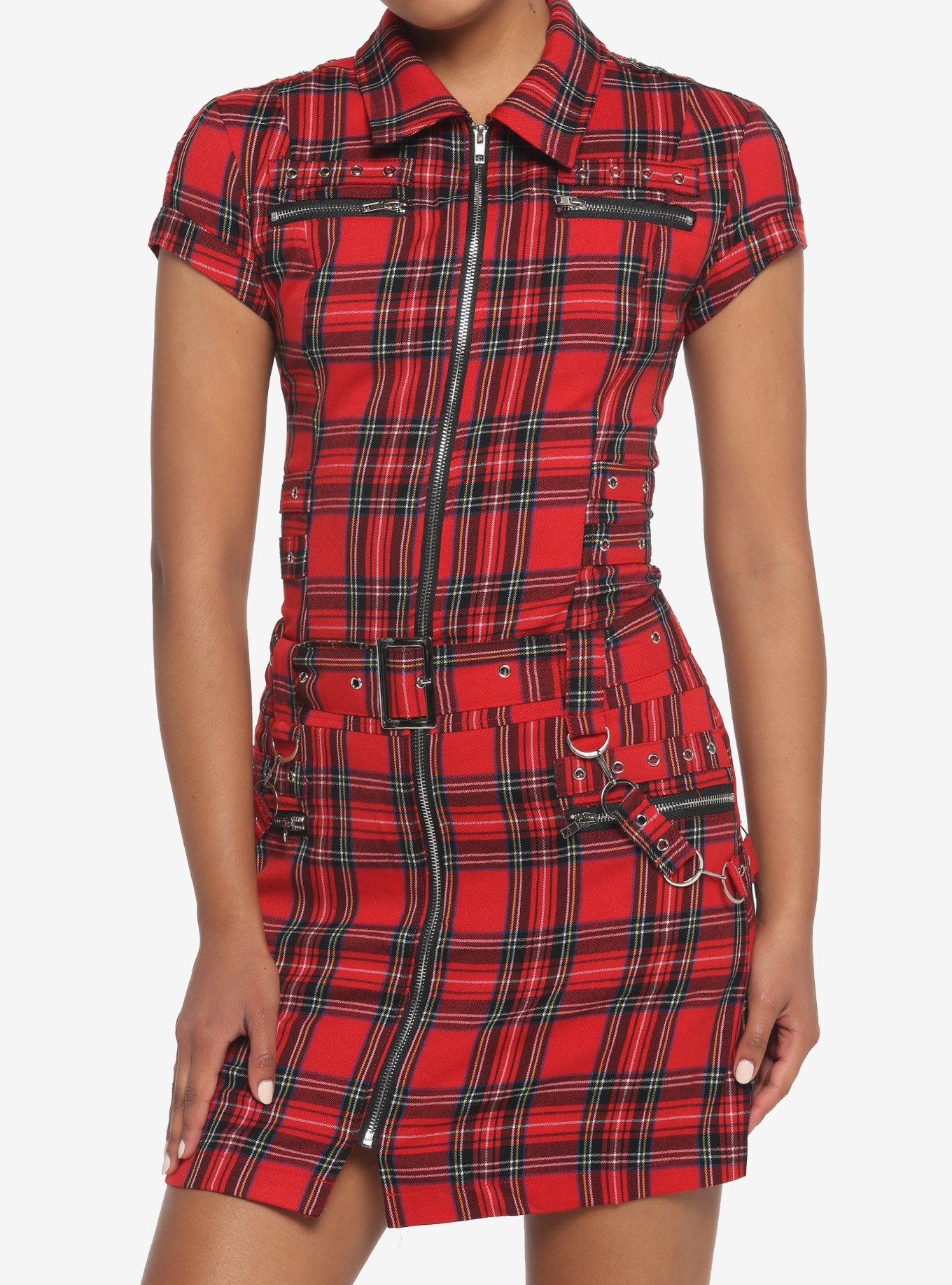 Red Tartan Hardware Zipper Dress | Hot Topic