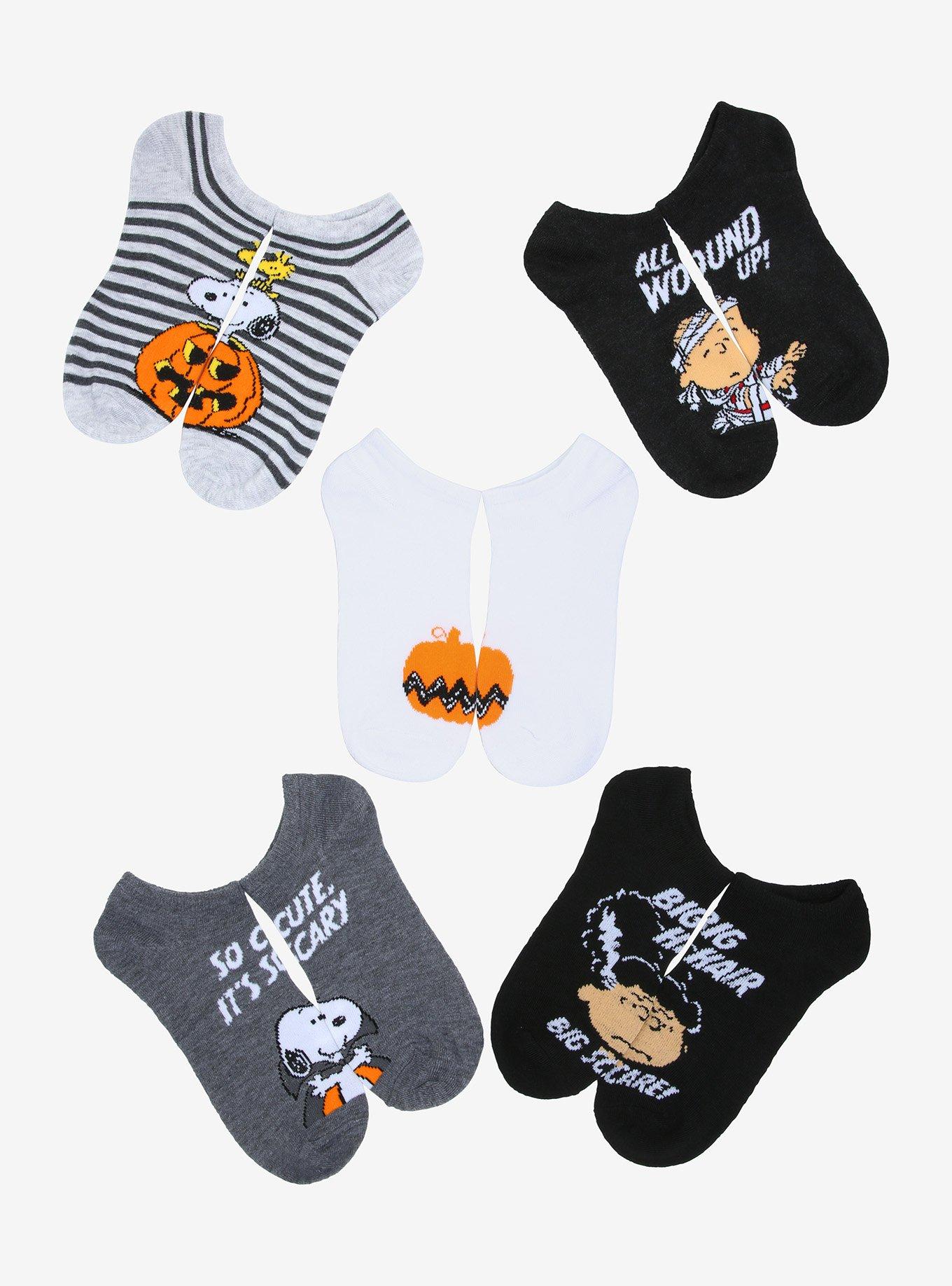 Peanuts Halloween No-Show Socks 5 Pair, , hi-res