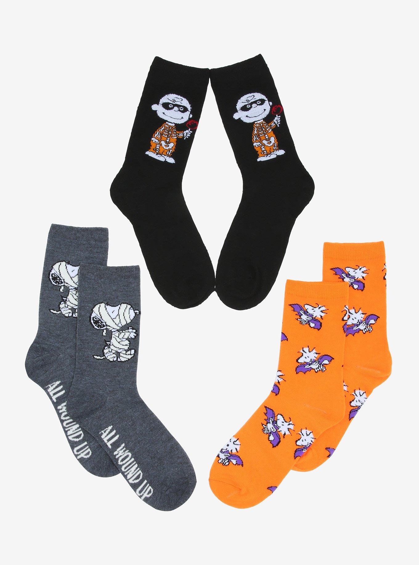 Peanuts Halloween Costumes Crew Socks 3 Pair, , hi-res