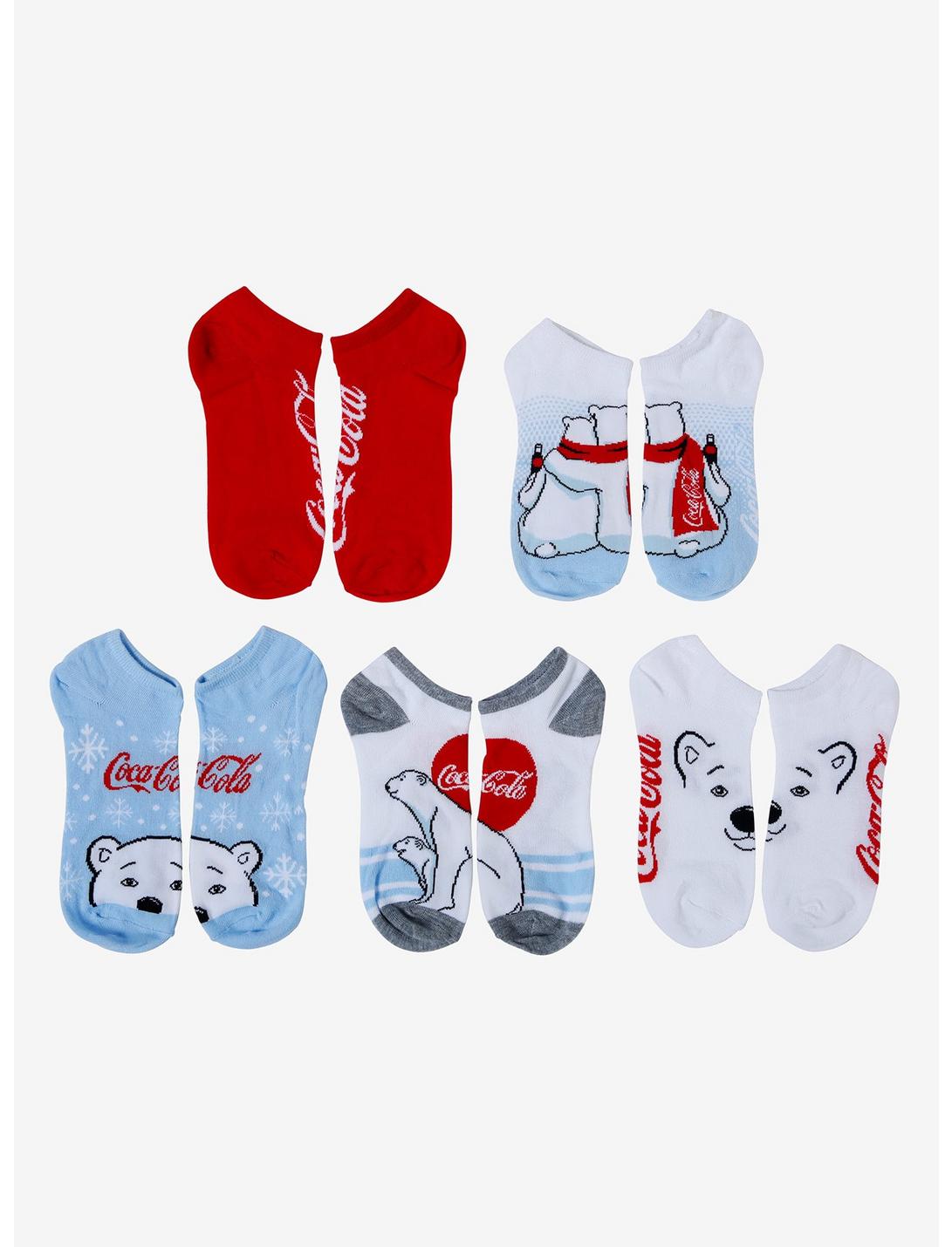 Coca-Cola Polar Bear No-Show Socks 5 Pair, , hi-res