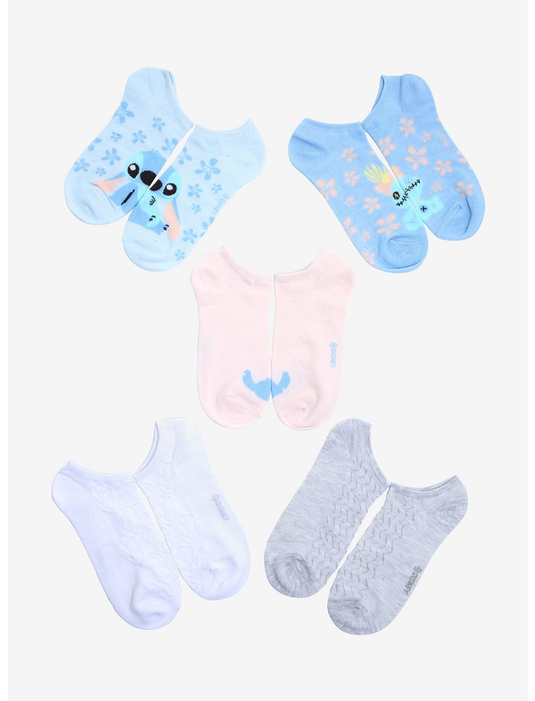 Disney Lilo & Stitch Textured No-Show Socks 5 Pair, , hi-res