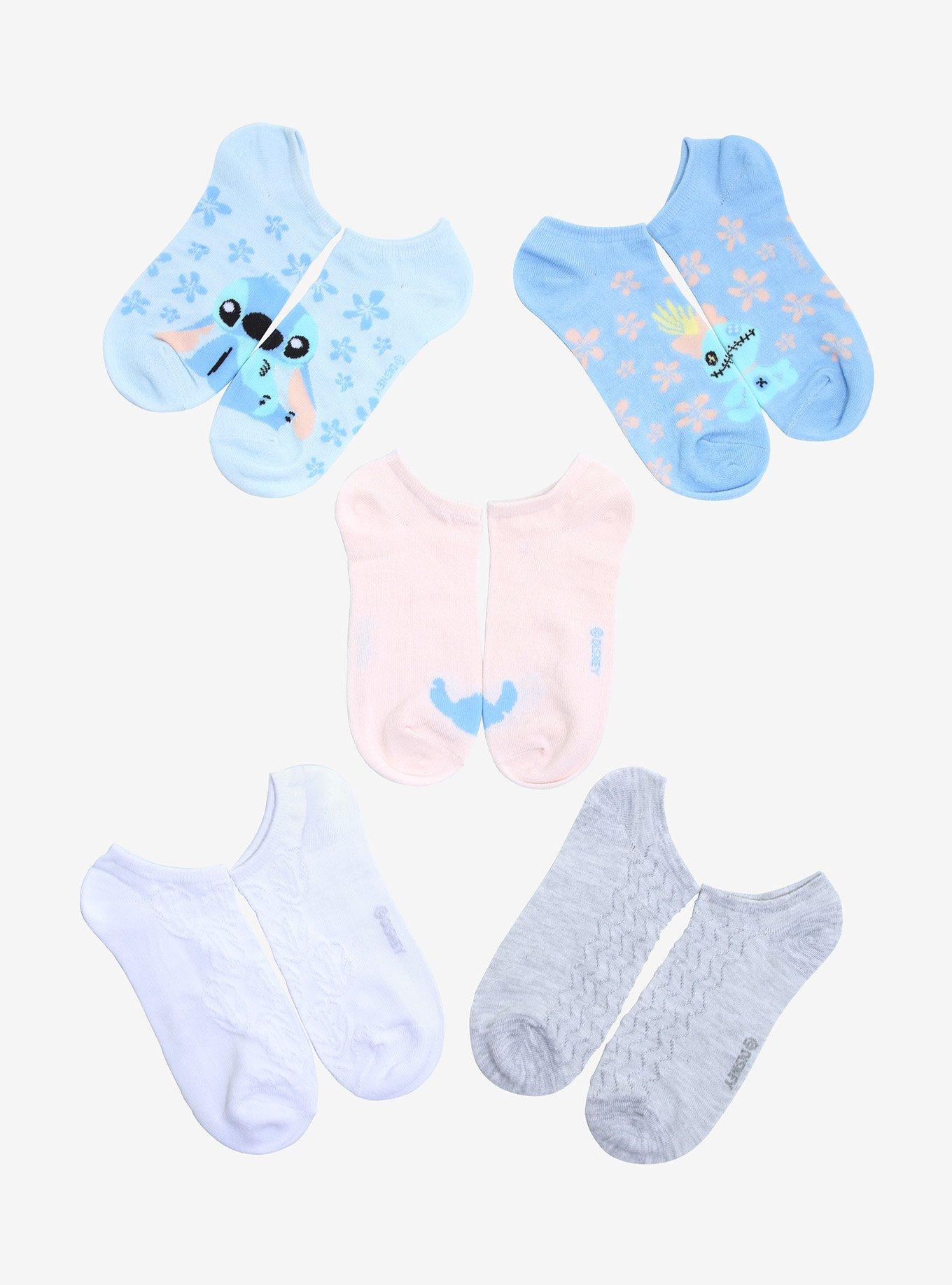 Disney Lilo & Stitch Textured No-Show Socks 5 Pair