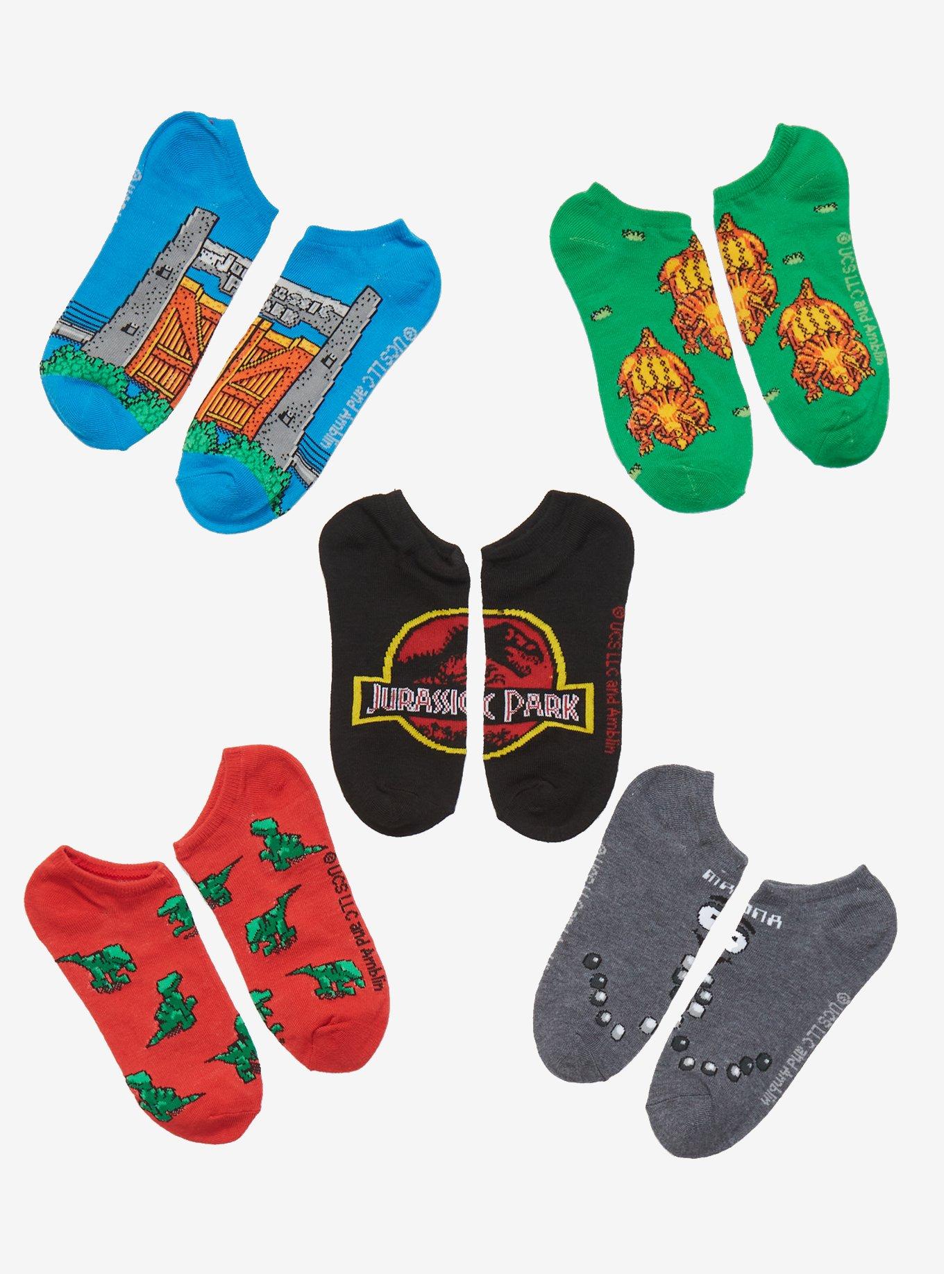 Jurassic Park No-Show Socks 5 Pair, , hi-res