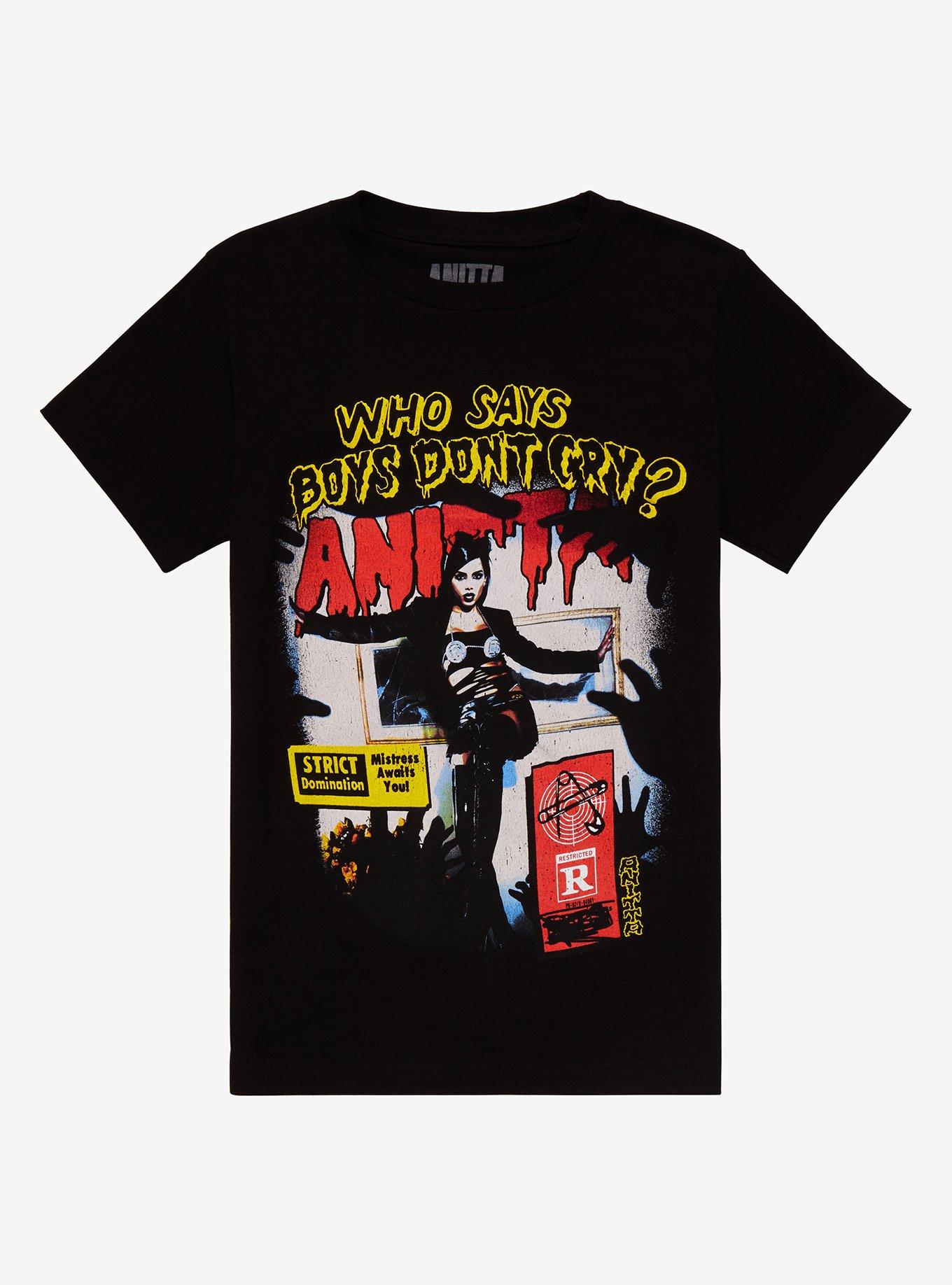 Anitta Boys Don't Cry Boyfriend Fit Girls T-Shirt, BLACK, hi-res