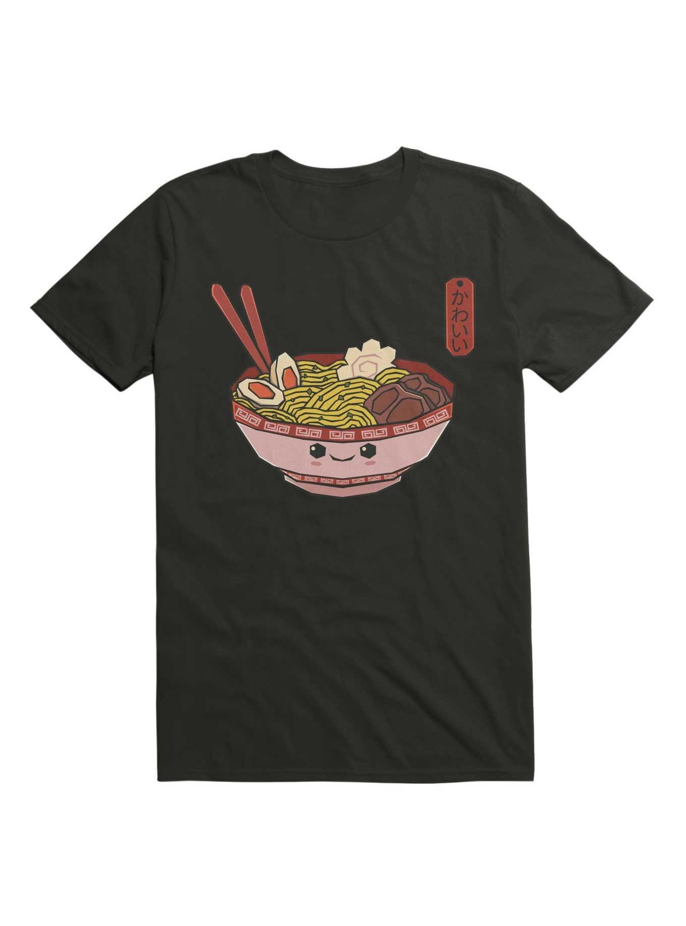 Kawaii Bowl Ramen Noodles T-Shirt, BLACK, hi-res