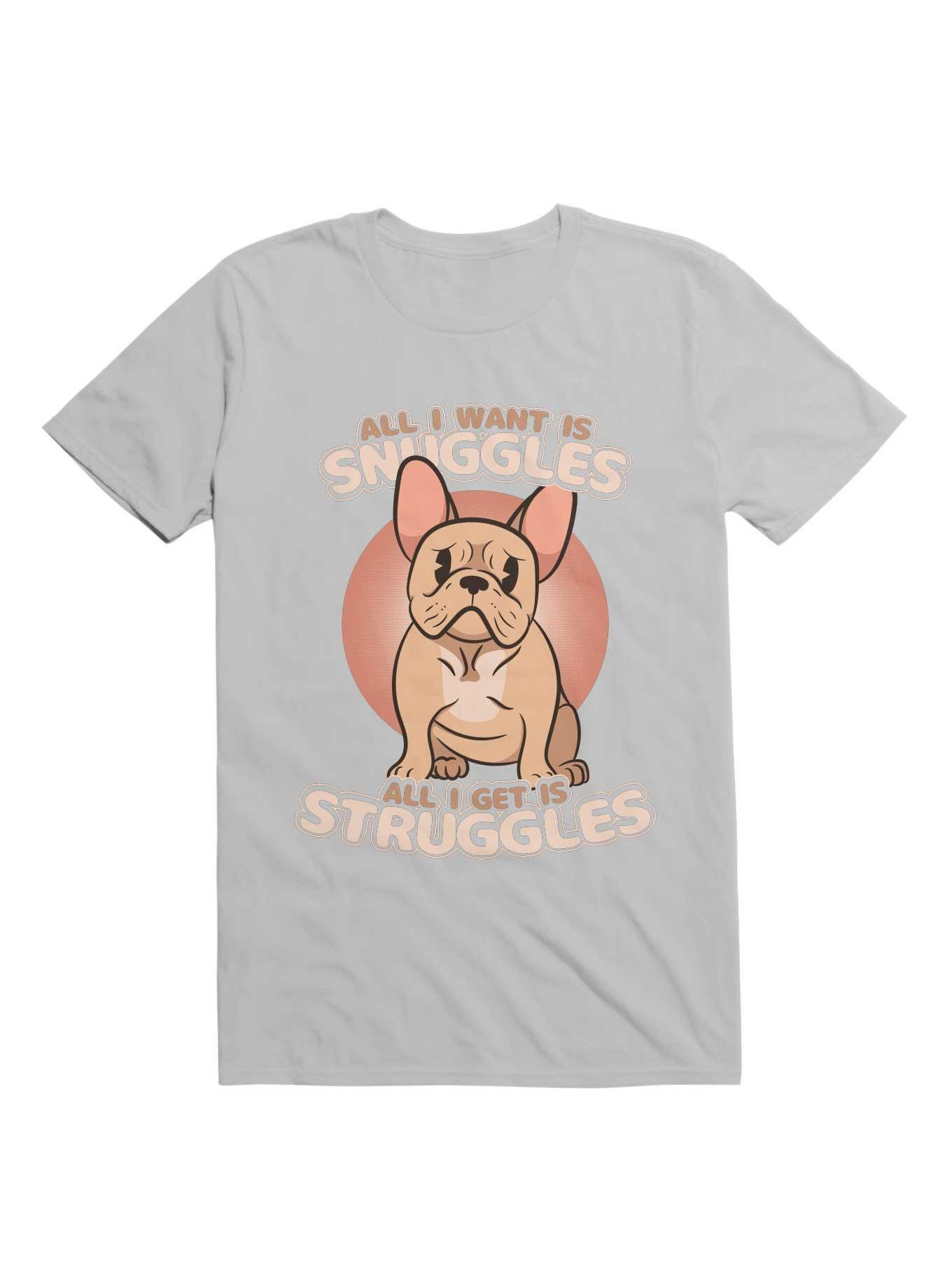 Kawaii Frenchie Snuggles & Struggles T-Shirt, ICE GREY, hi-res