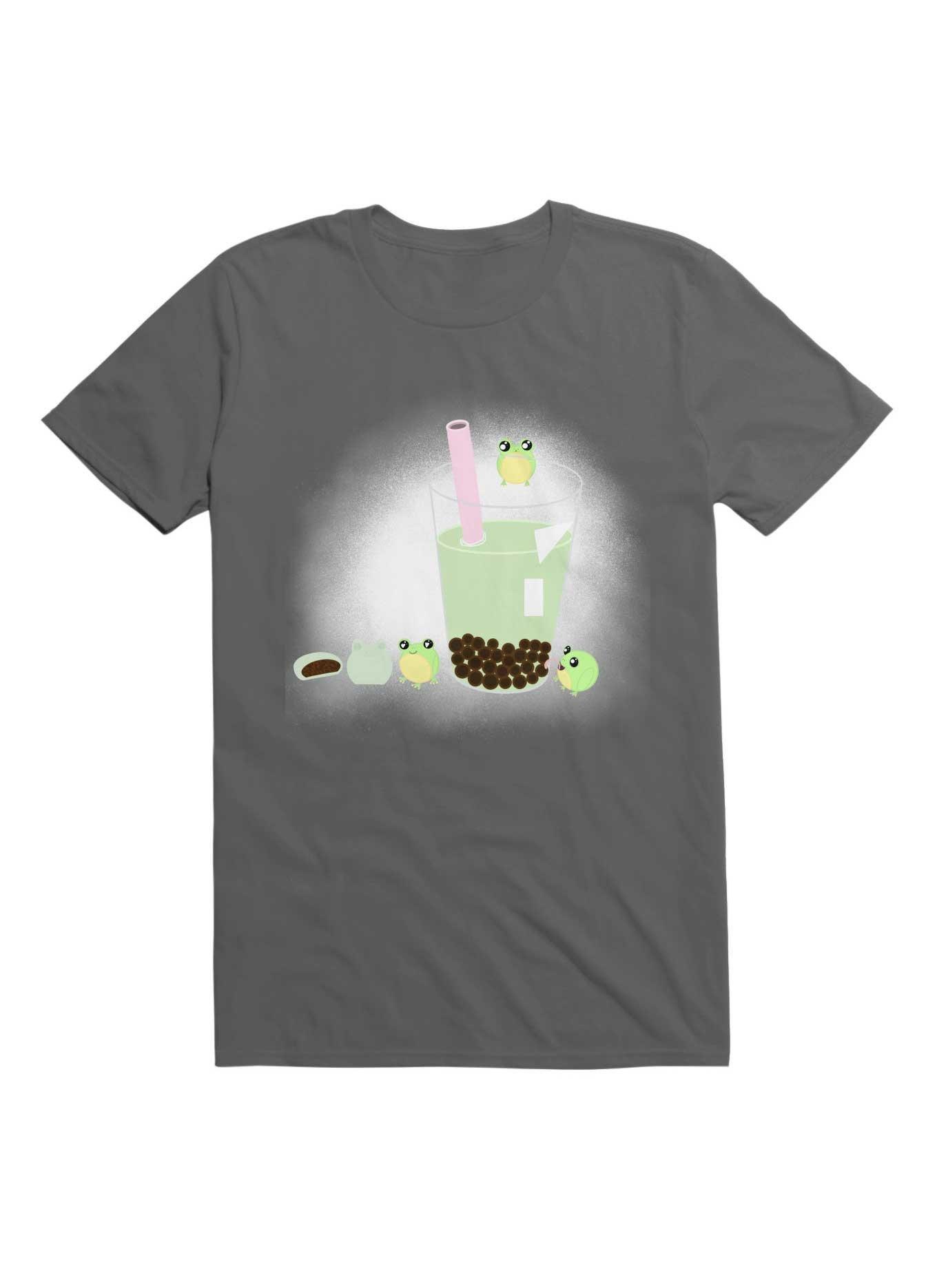 Kawaii Green BubbleTea Frogs T-Shirt, , hi-res