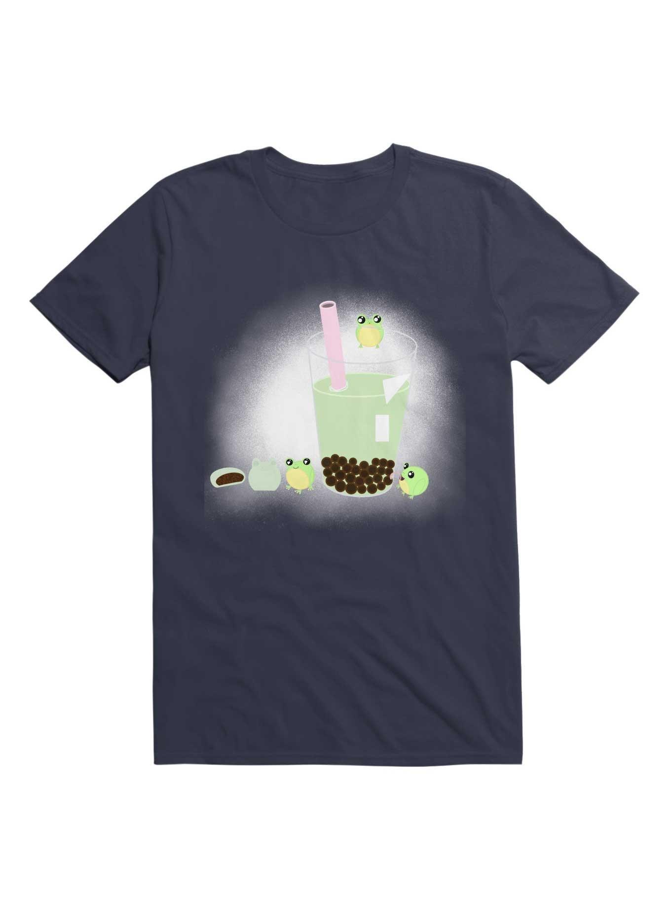 Kawaii Green BubbleTea Frogs T-Shirt, , hi-res