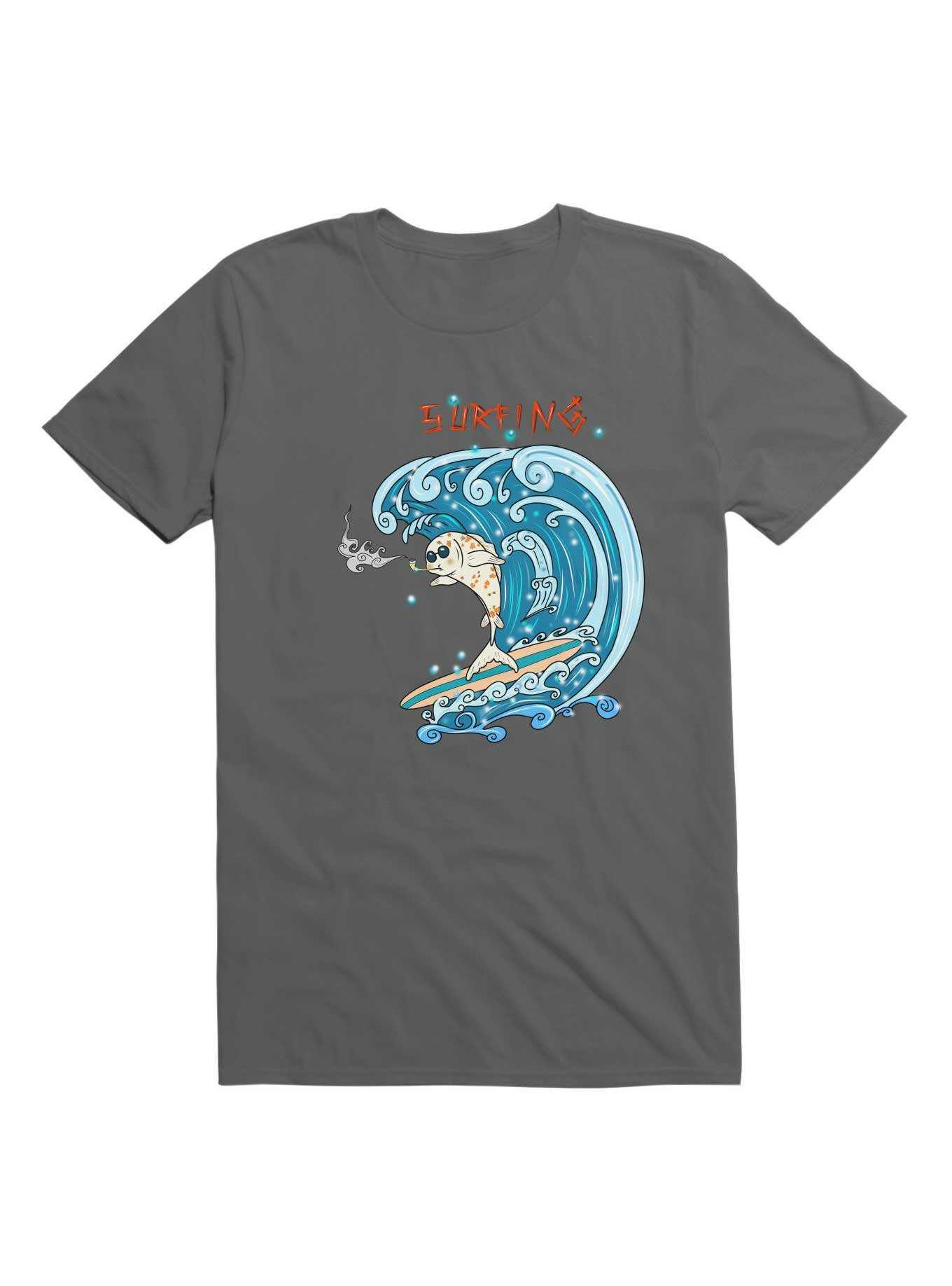 Kawaii Koi Fish Surfing T-Shirt, , hi-res