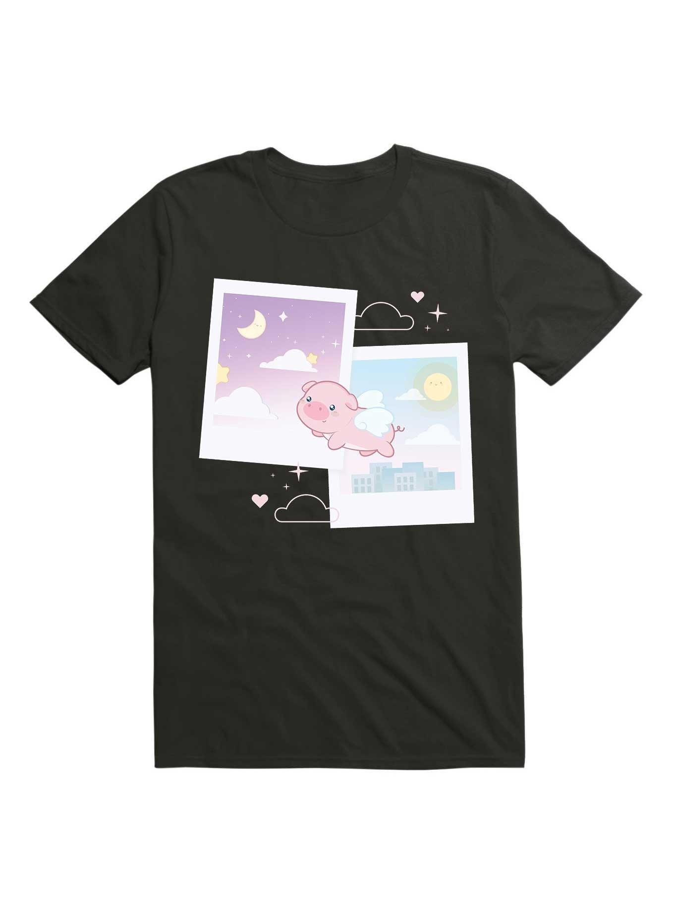 Kawaii When Piggy Flies Through Day N' Night T-Shirt