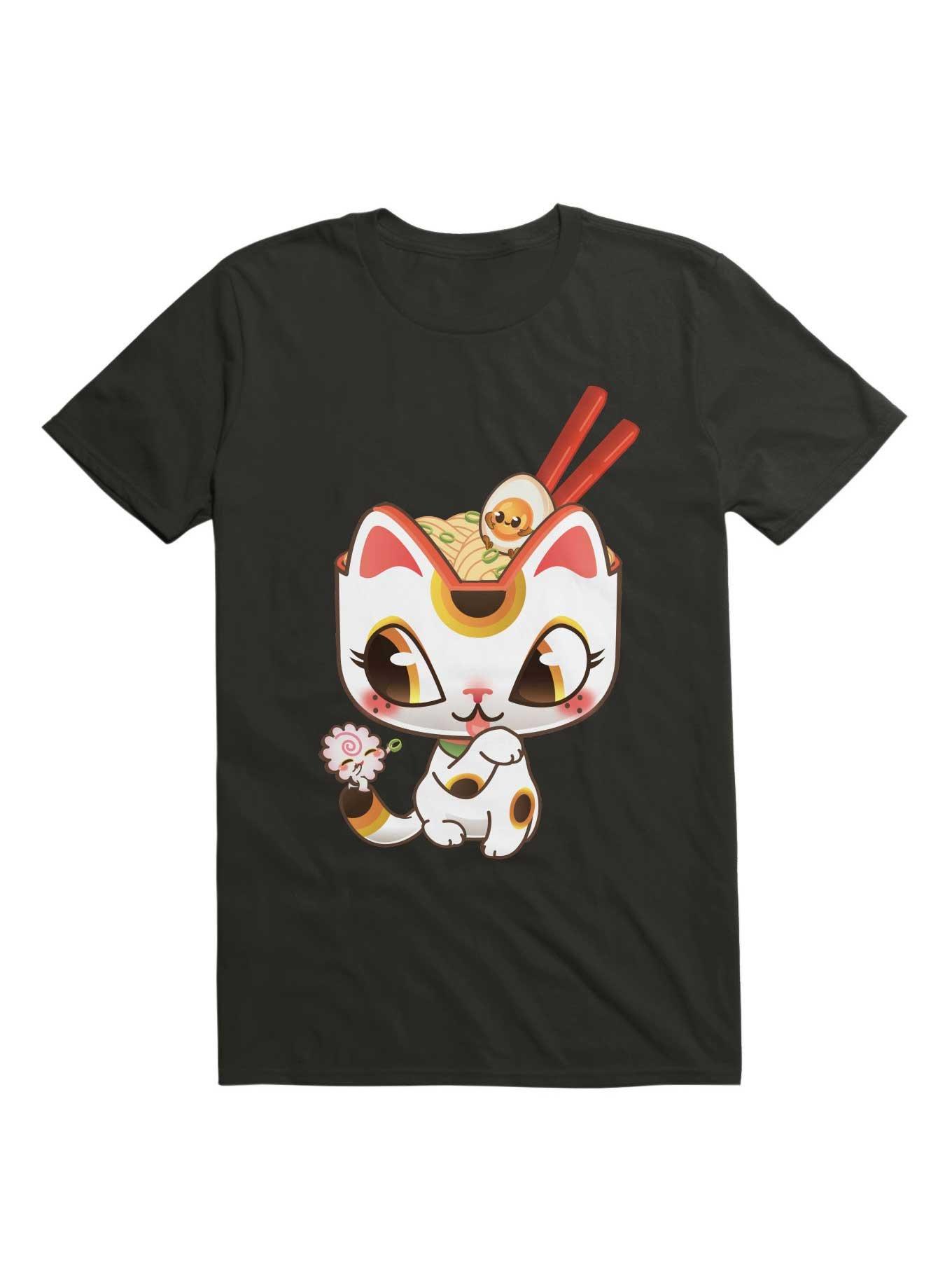 Kawaii Lucky Ramen Cat T-Shirt, , hi-res