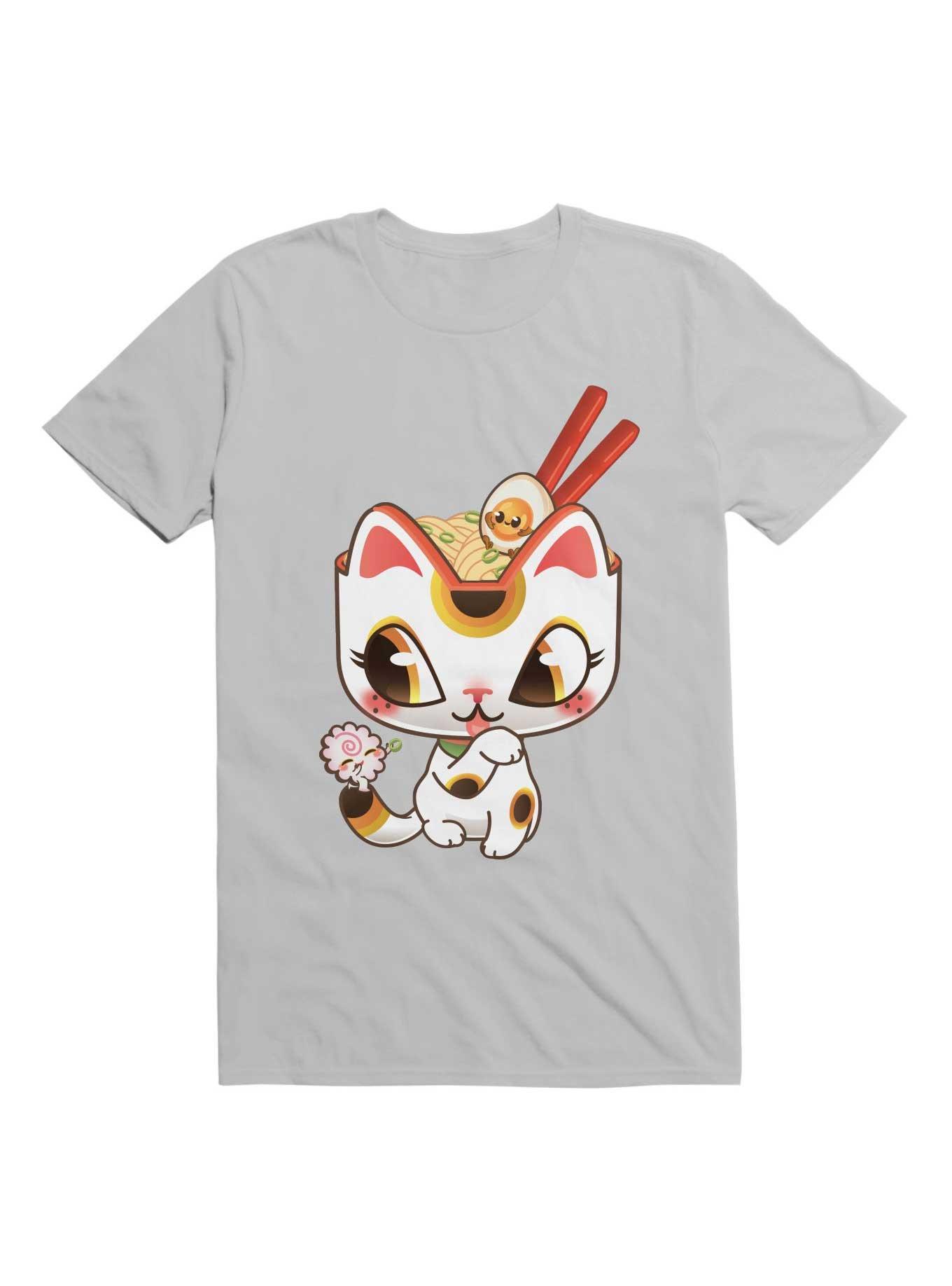 Kawaii Lucky Ramen Cat T-Shirt, , hi-res