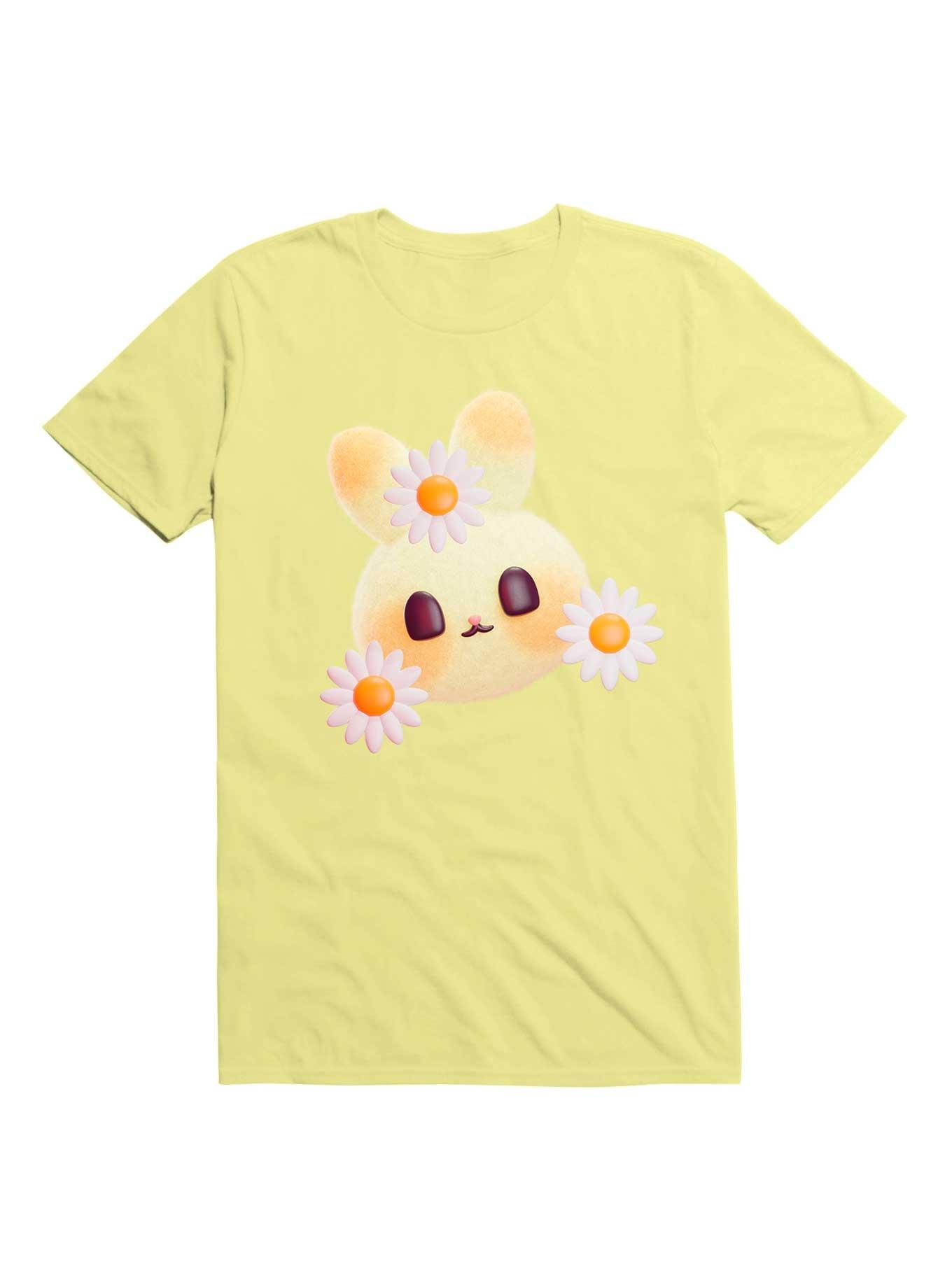 Kawaii Bunny, Flowers And Happiness T-Shirt, CORN SILK, hi-res