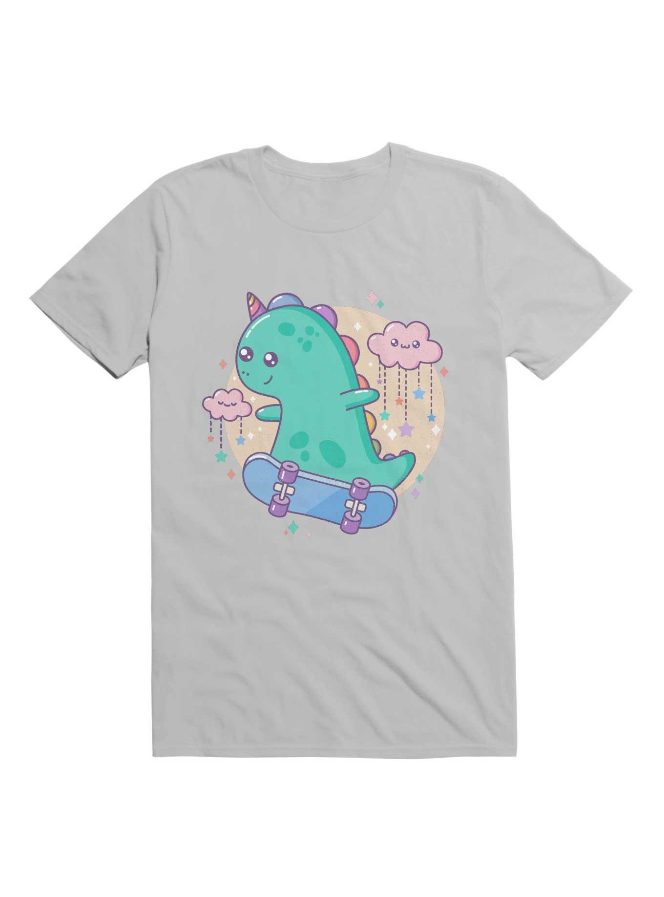 Kawaii Dinocorn Skater T-Shirt, ICE GREY, hi-res