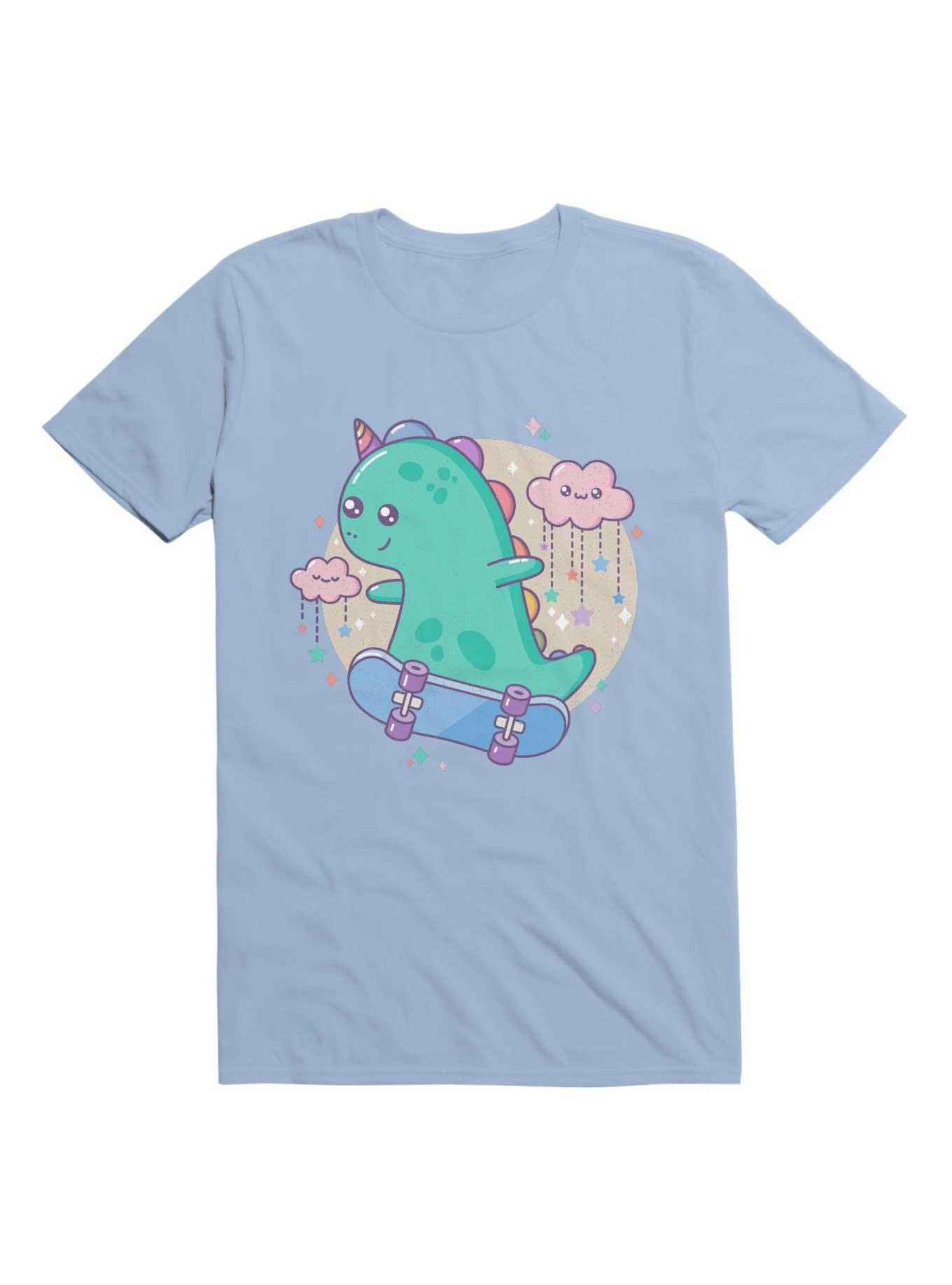 Kawaii Dinocorn Skater T-Shirt, LIGHT BLUE, hi-res