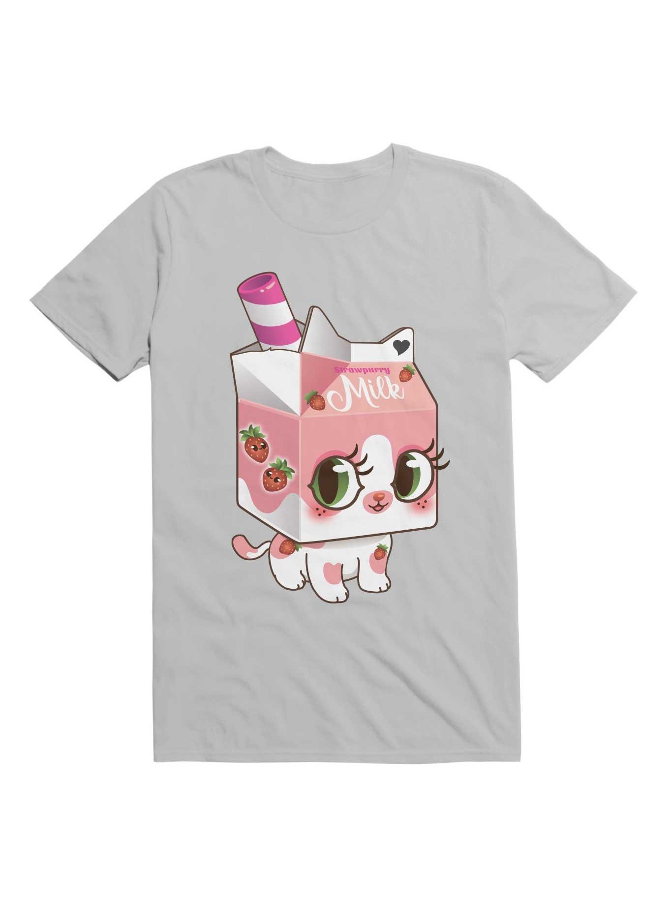 Kawaii Strawpurry Milk T-Shirt, ICE GREY, hi-res