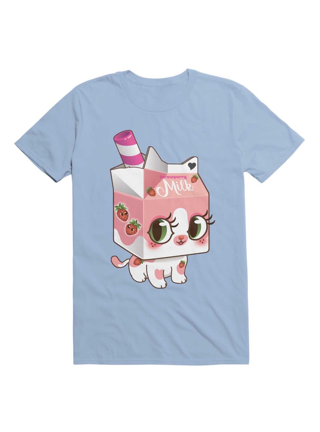Kawaii Strawpurry Milk T-Shirt, LIGHT BLUE, hi-res